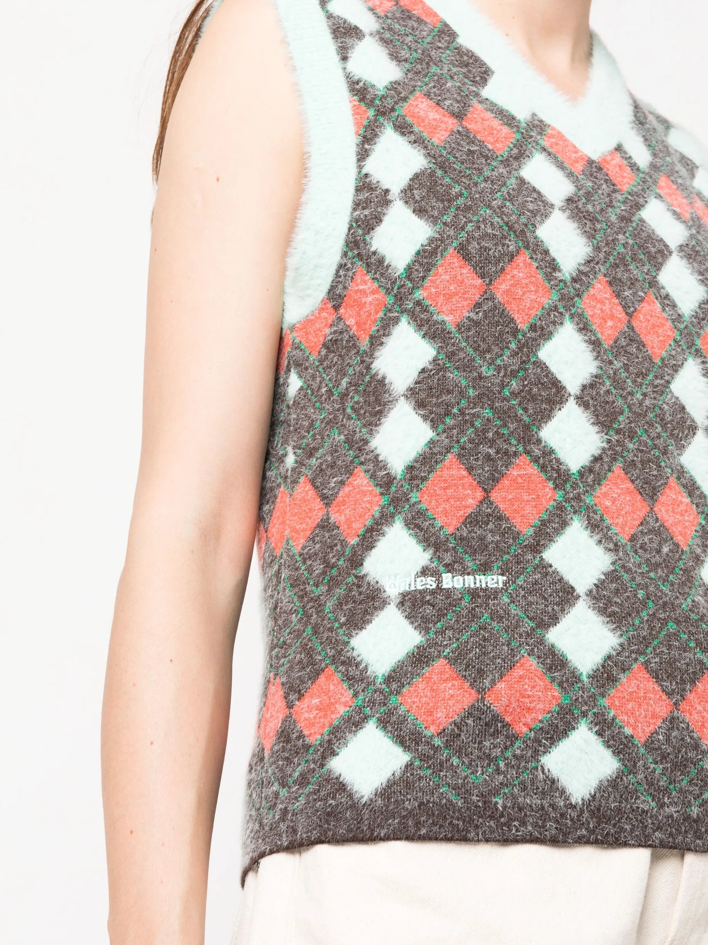 x Wales Bonner argyle knitted vest