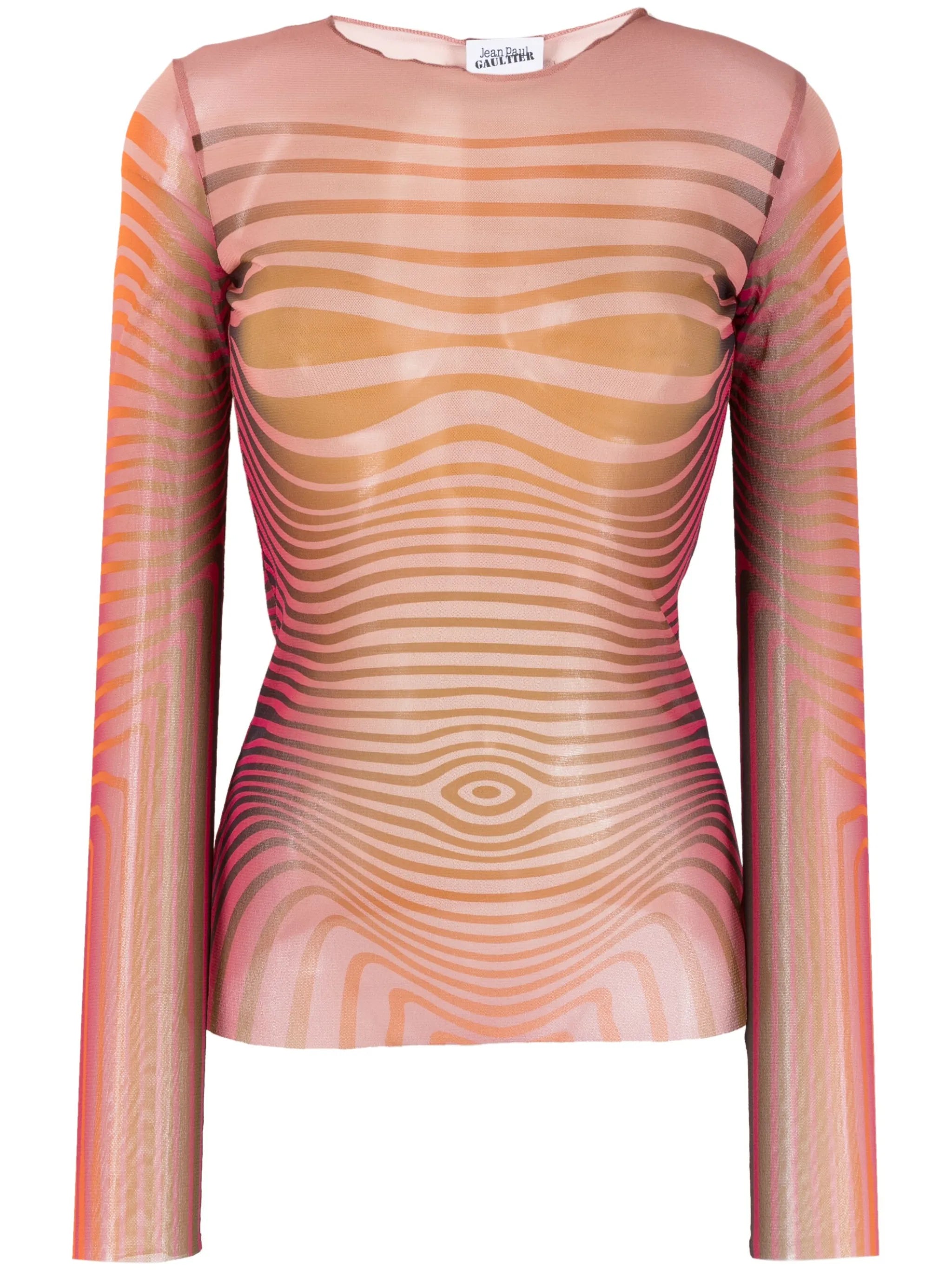 stripe-pattern mesh top