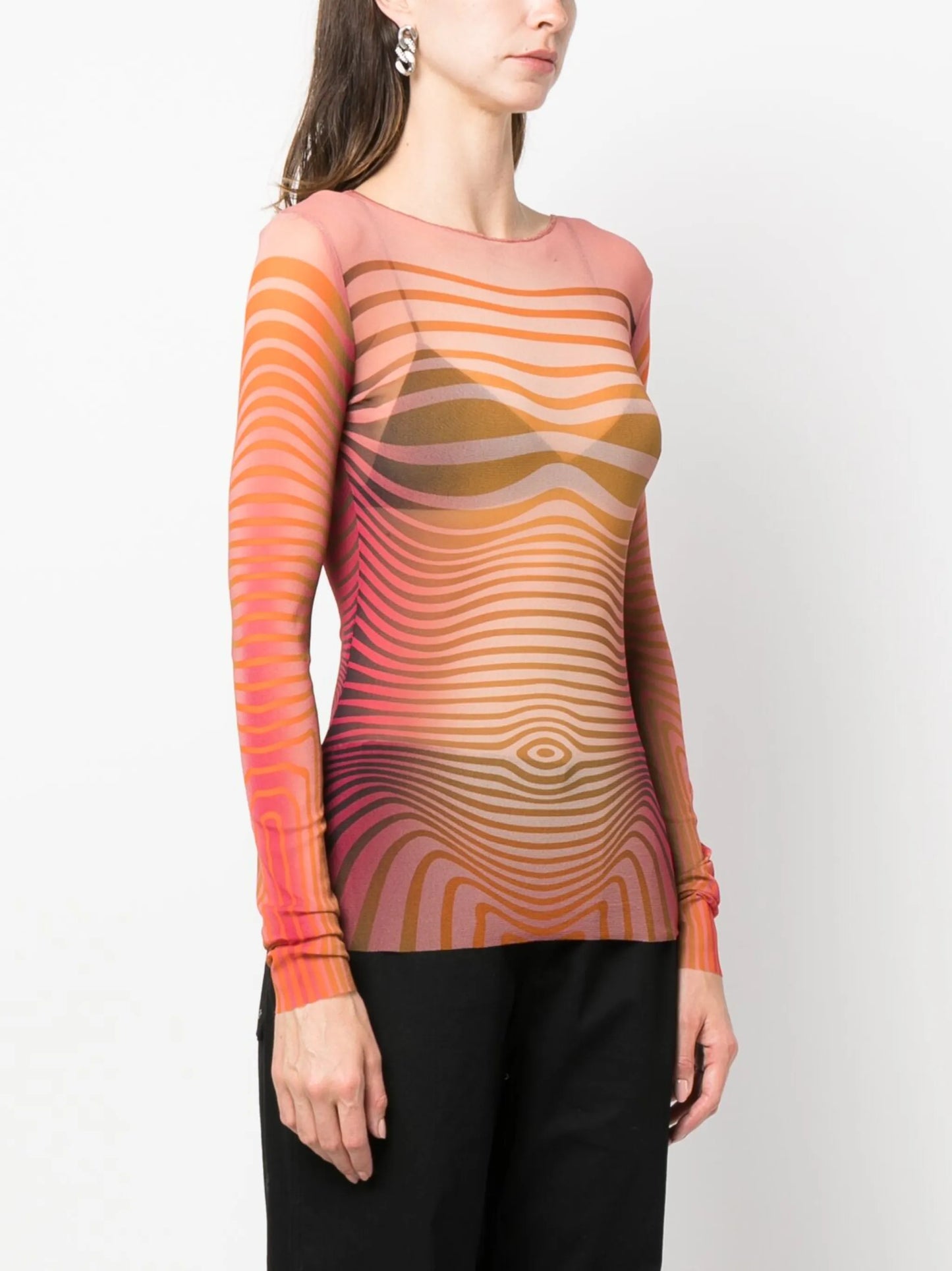stripe-pattern mesh top