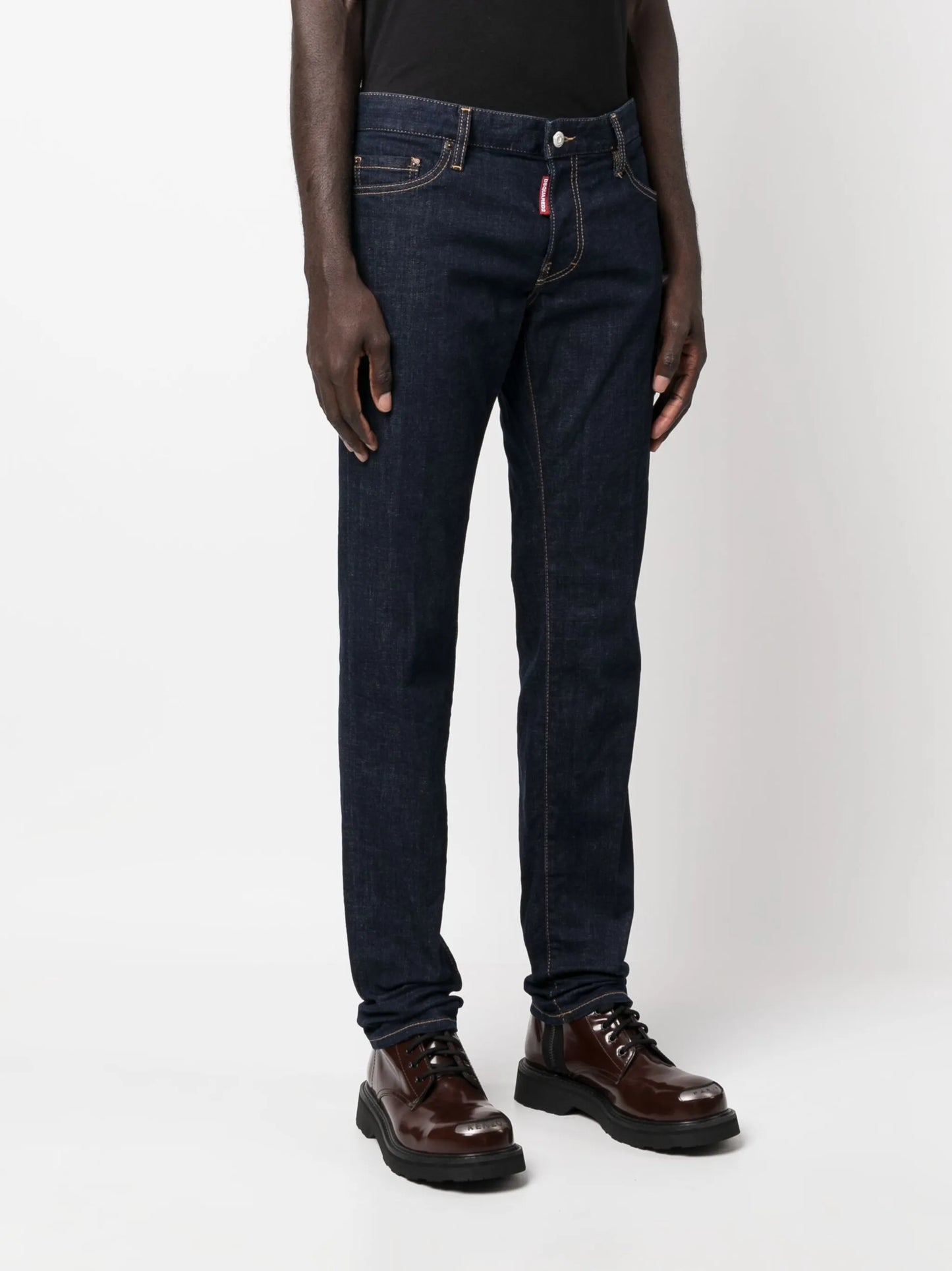 straight-leg denim jeans