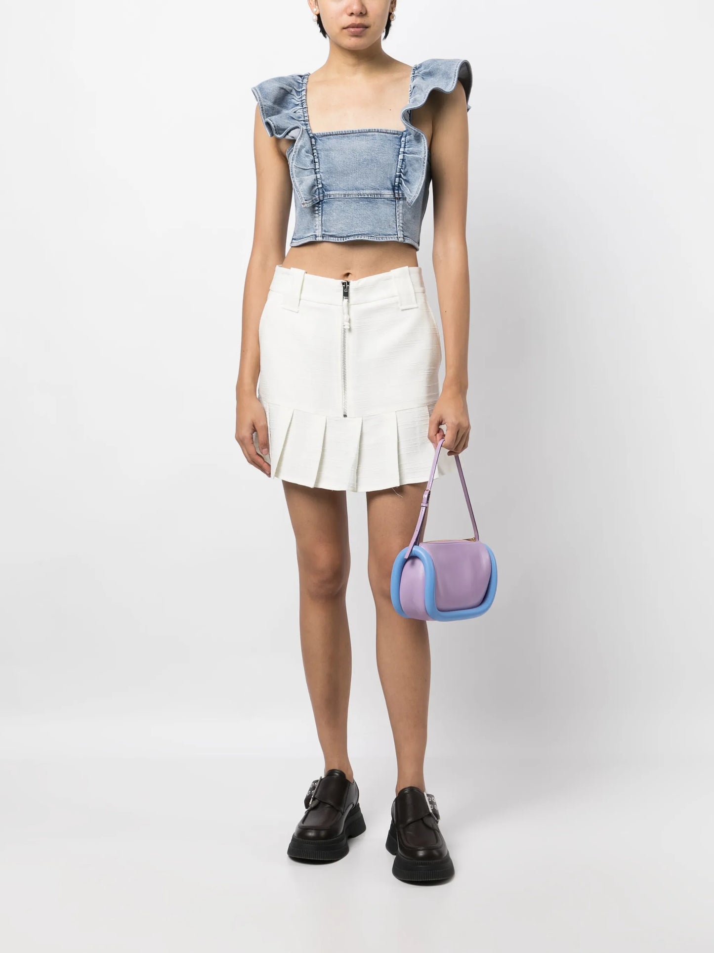 pleated mini skirt