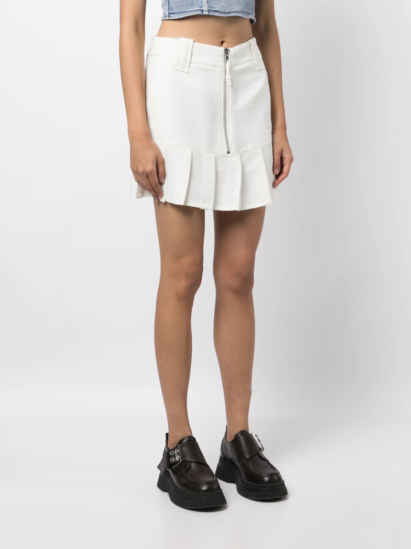 pleated mini skirt