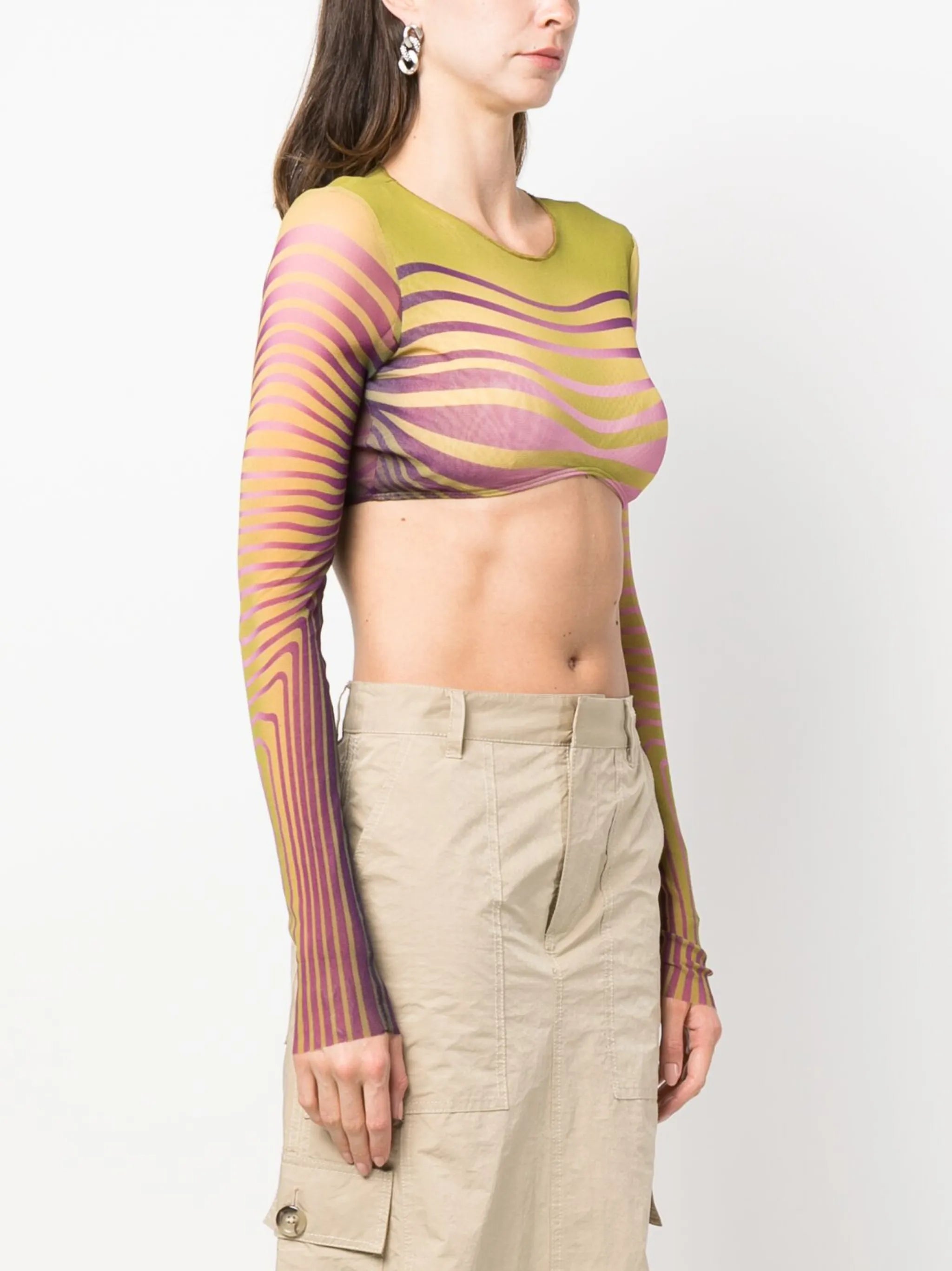 abstract-print cropped T-shirt