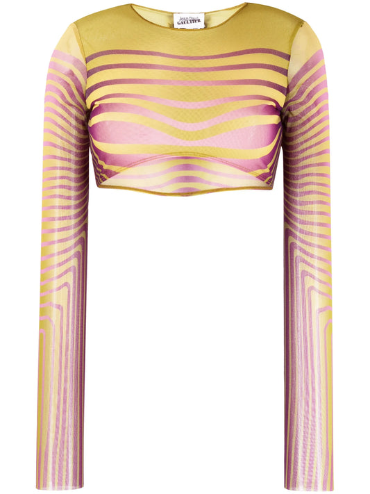 abstract-print cropped T-shirt