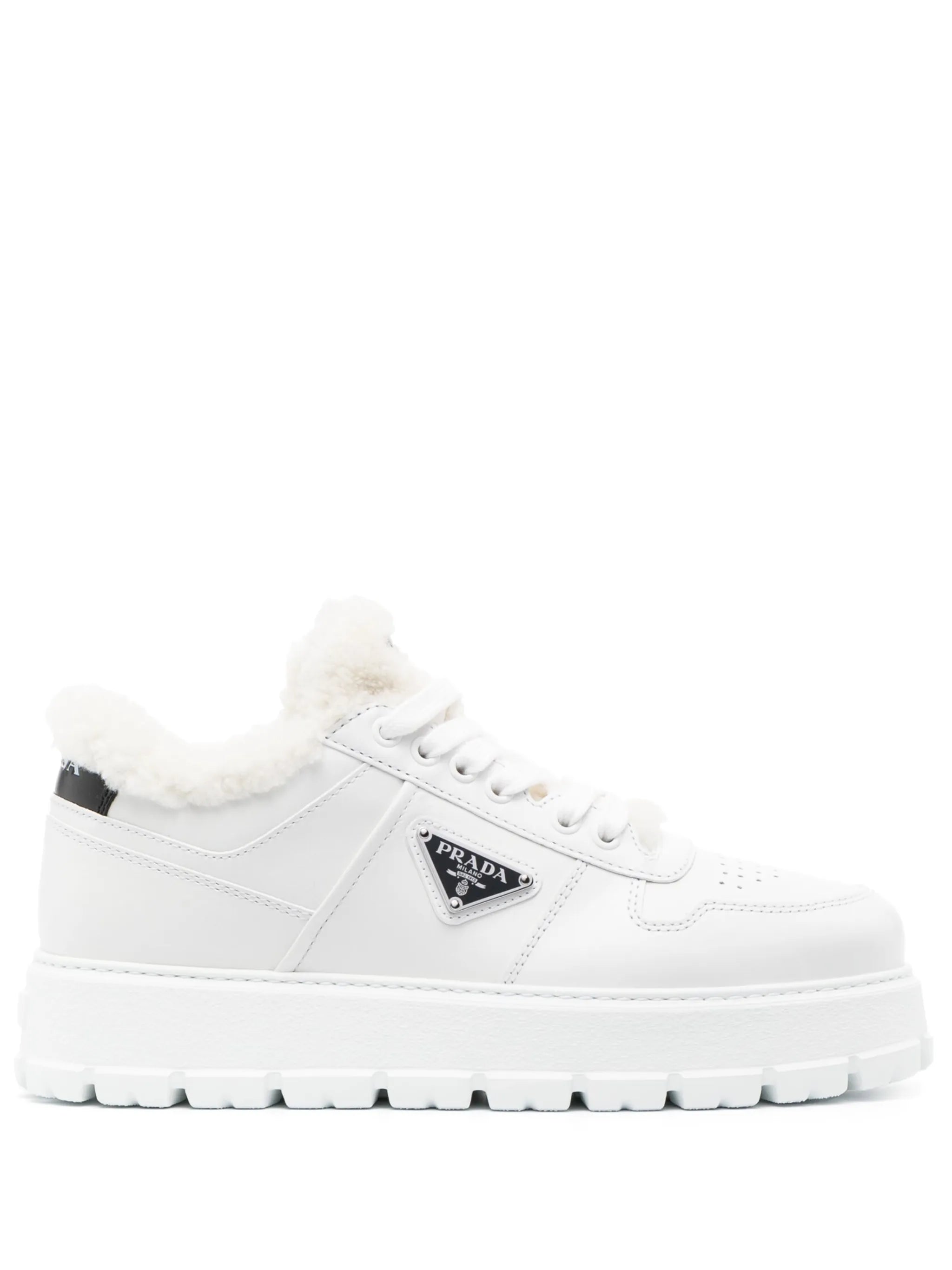 Winter shearling-lined leather sneakers