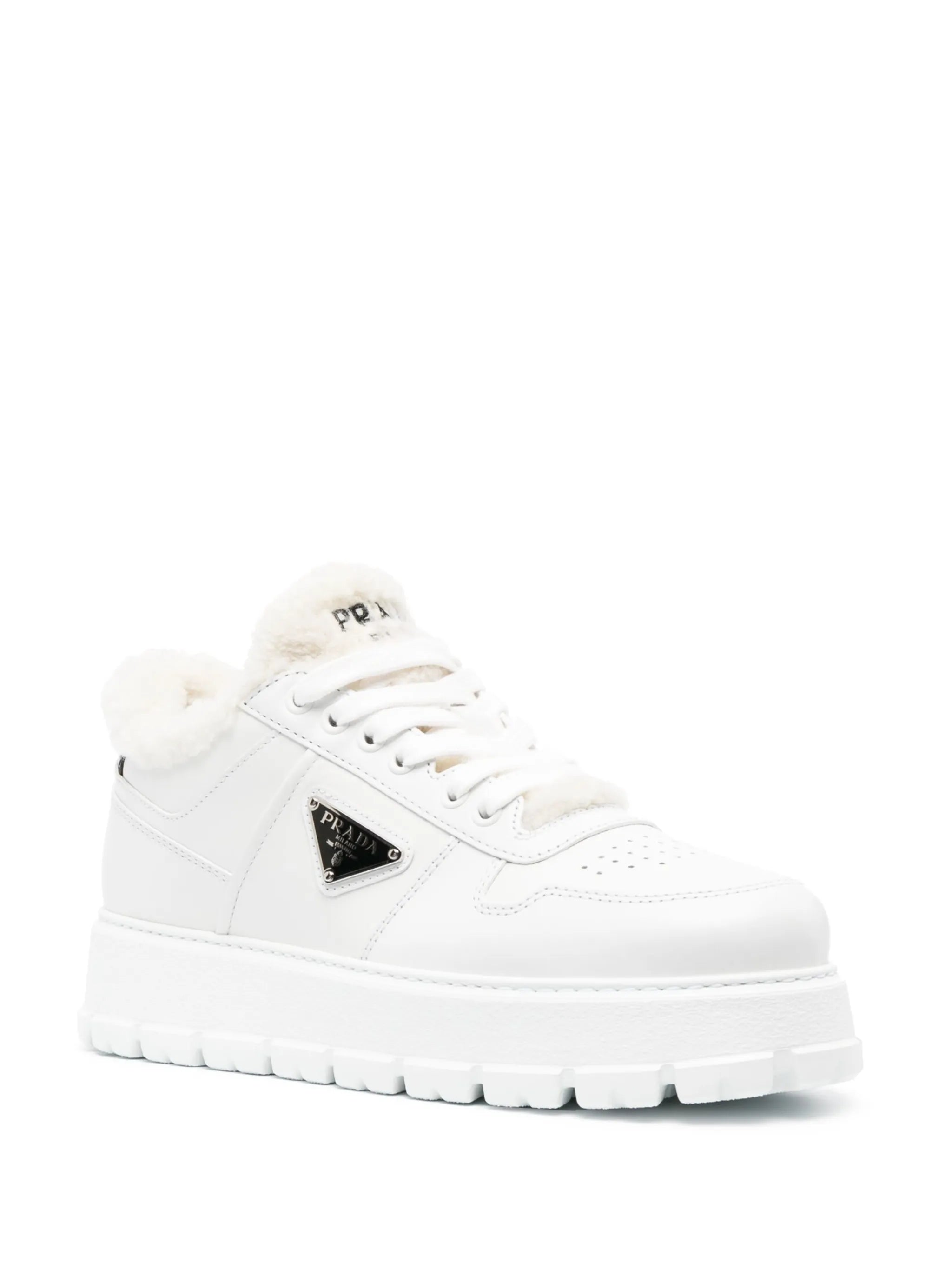 Winter shearling-lined leather sneakers
