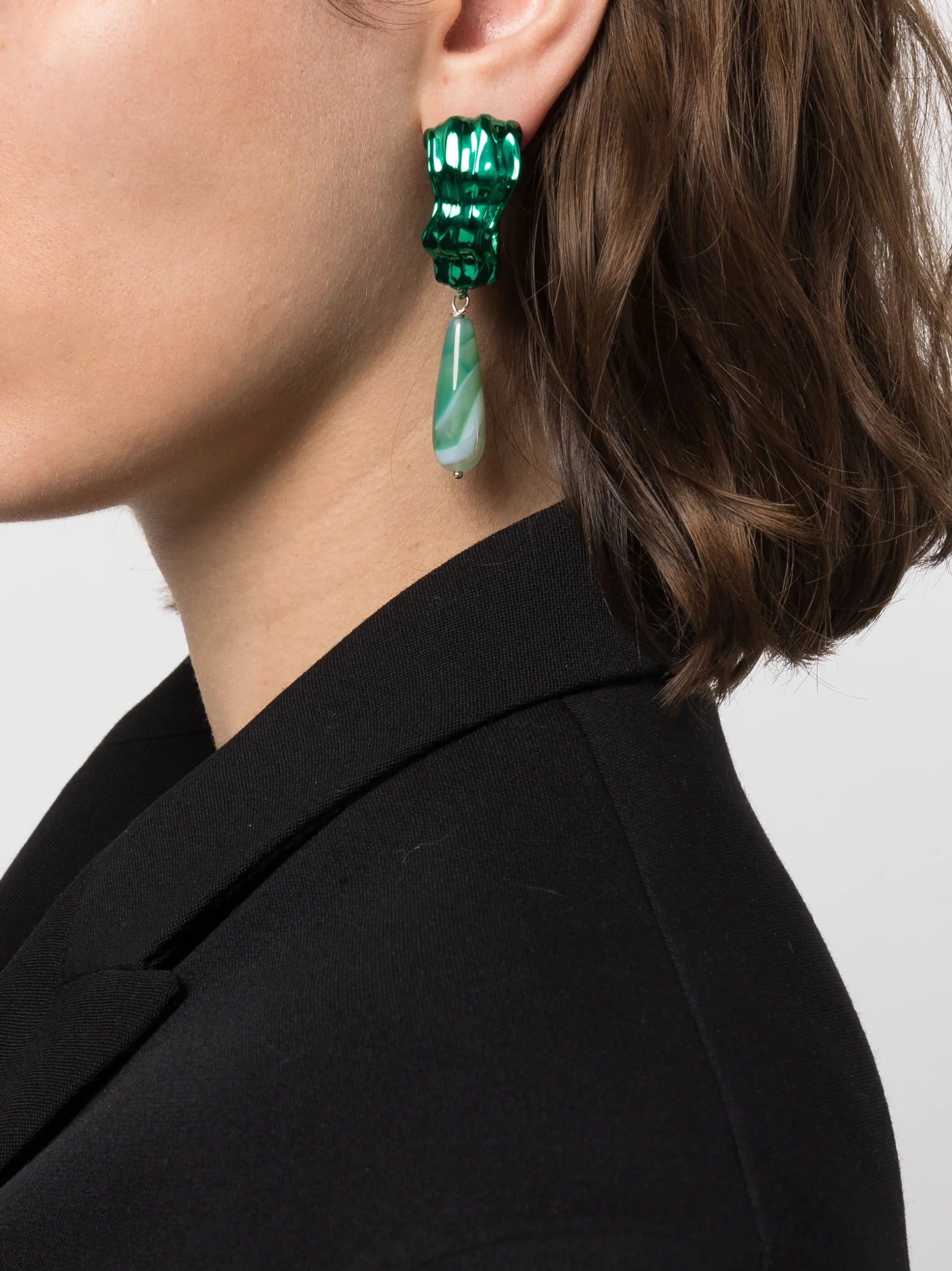 Dune agate drop hoop earrings