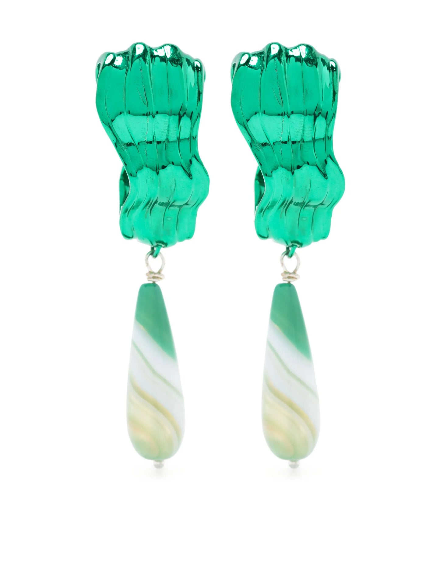 Dune agate drop hoop earrings