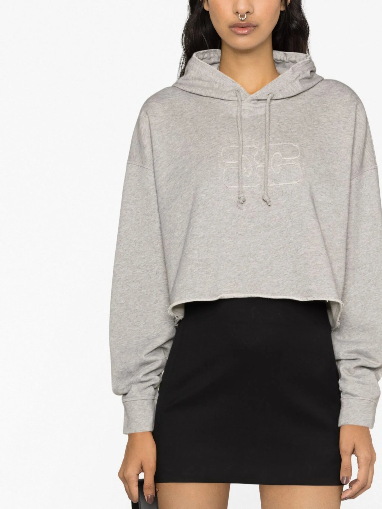 logo-embossed cropped hoodie
