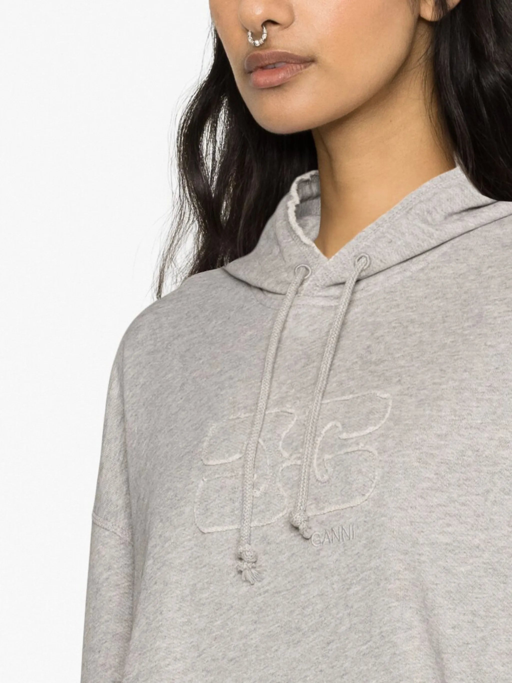 logo-embossed cropped hoodie