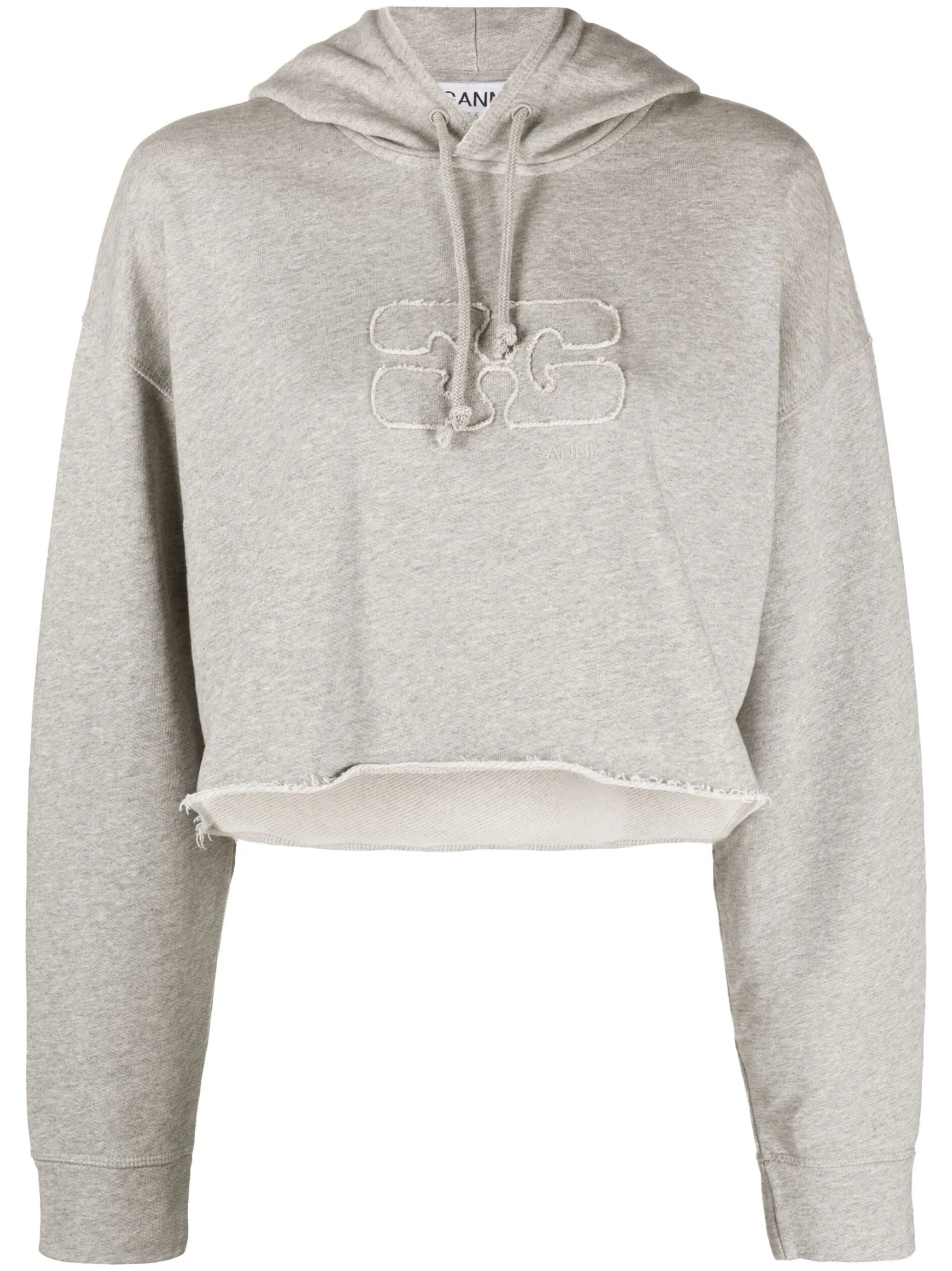 logo-embossed cropped hoodie