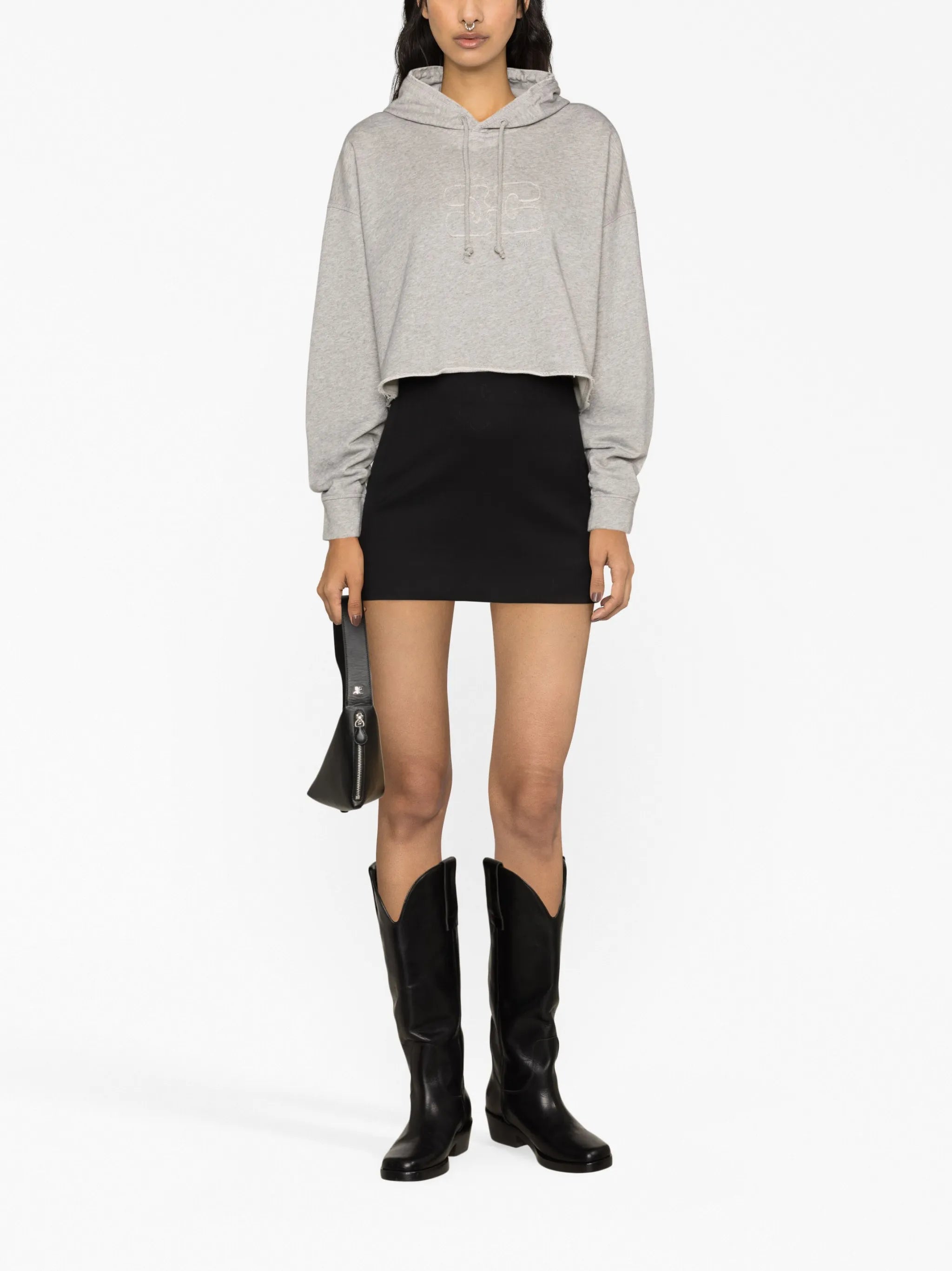 logo-embossed cropped hoodie
