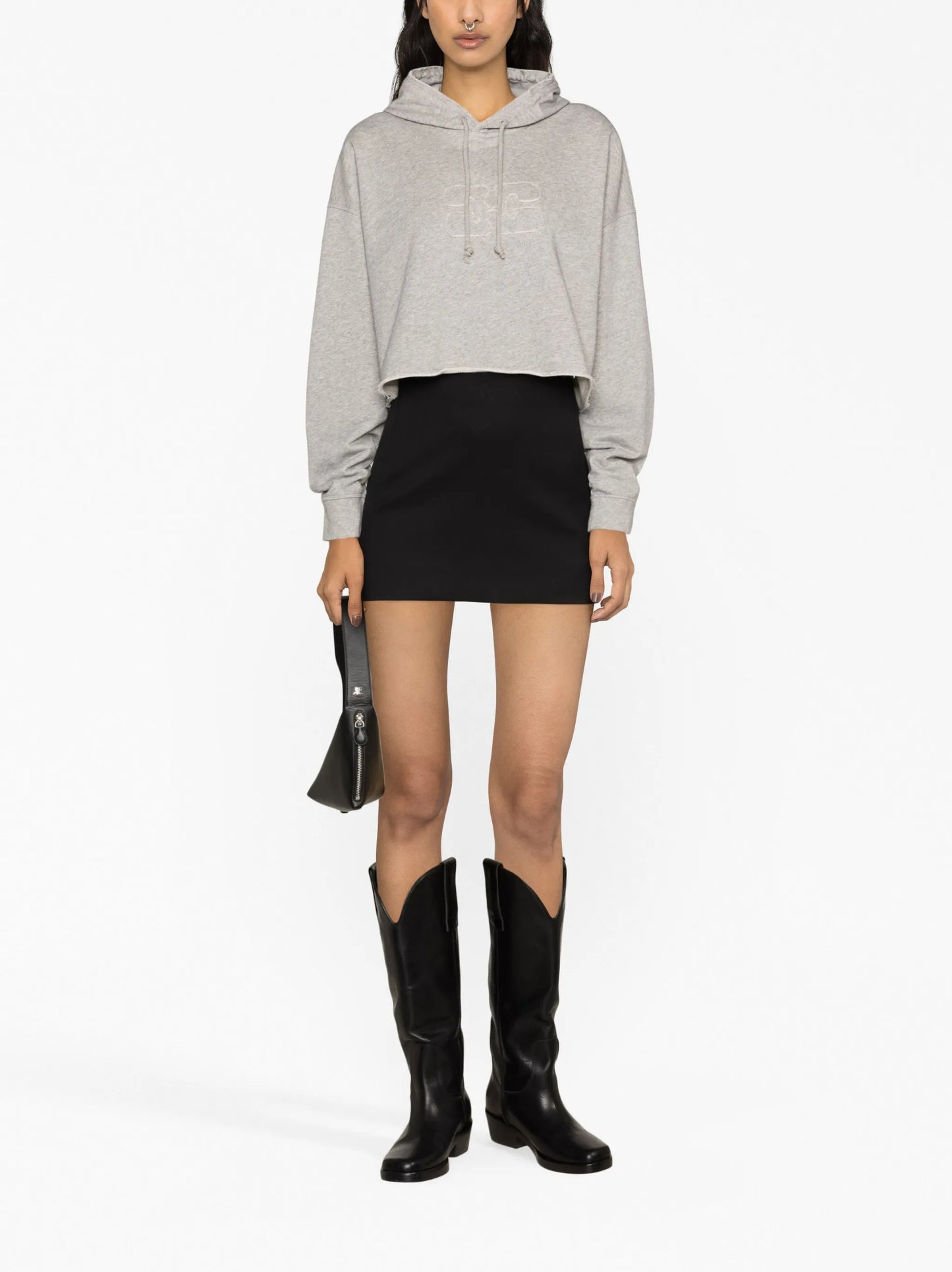 logo-embossed cropped hoodie