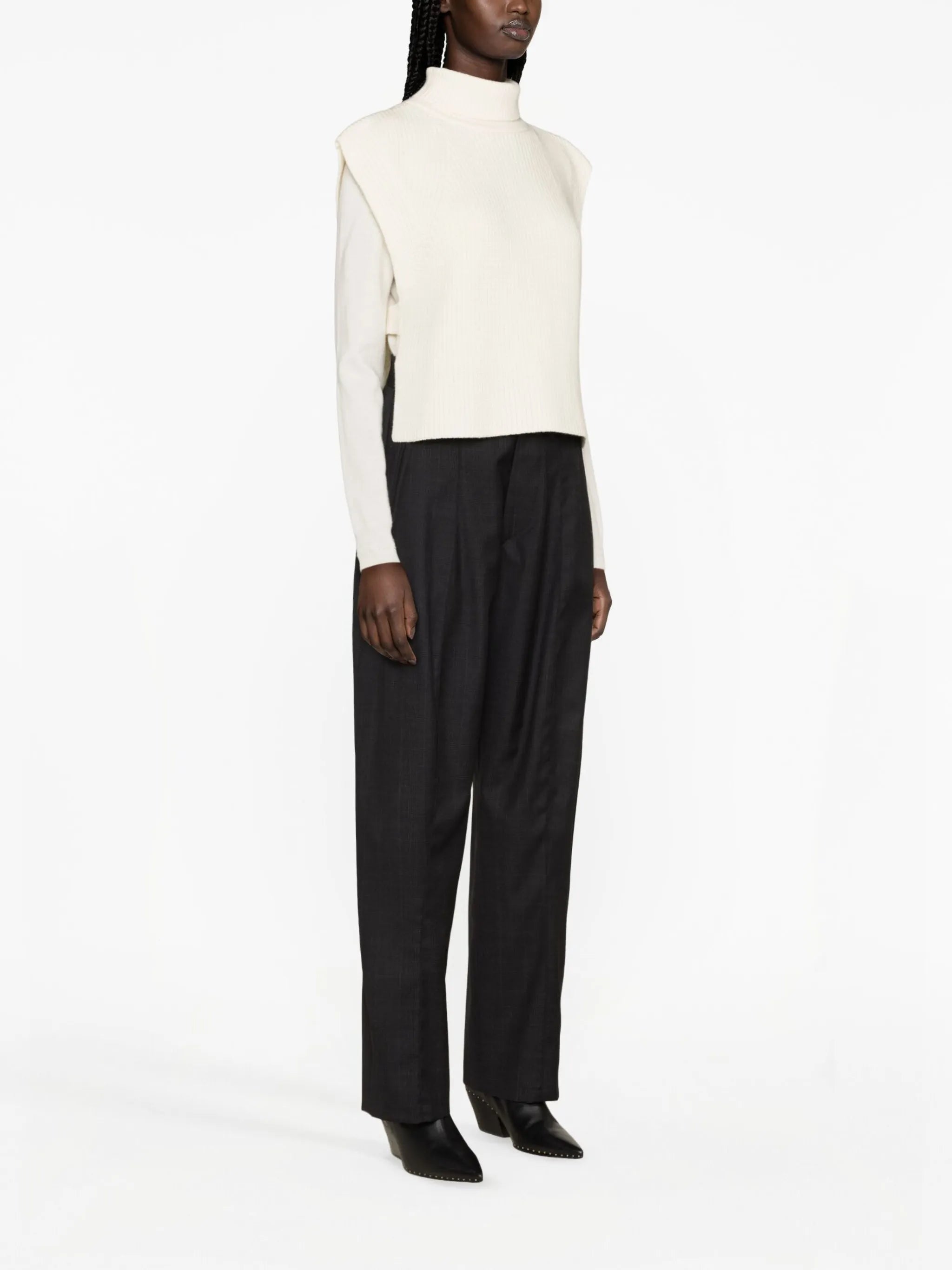 Megan merino-wool roll-neck vest