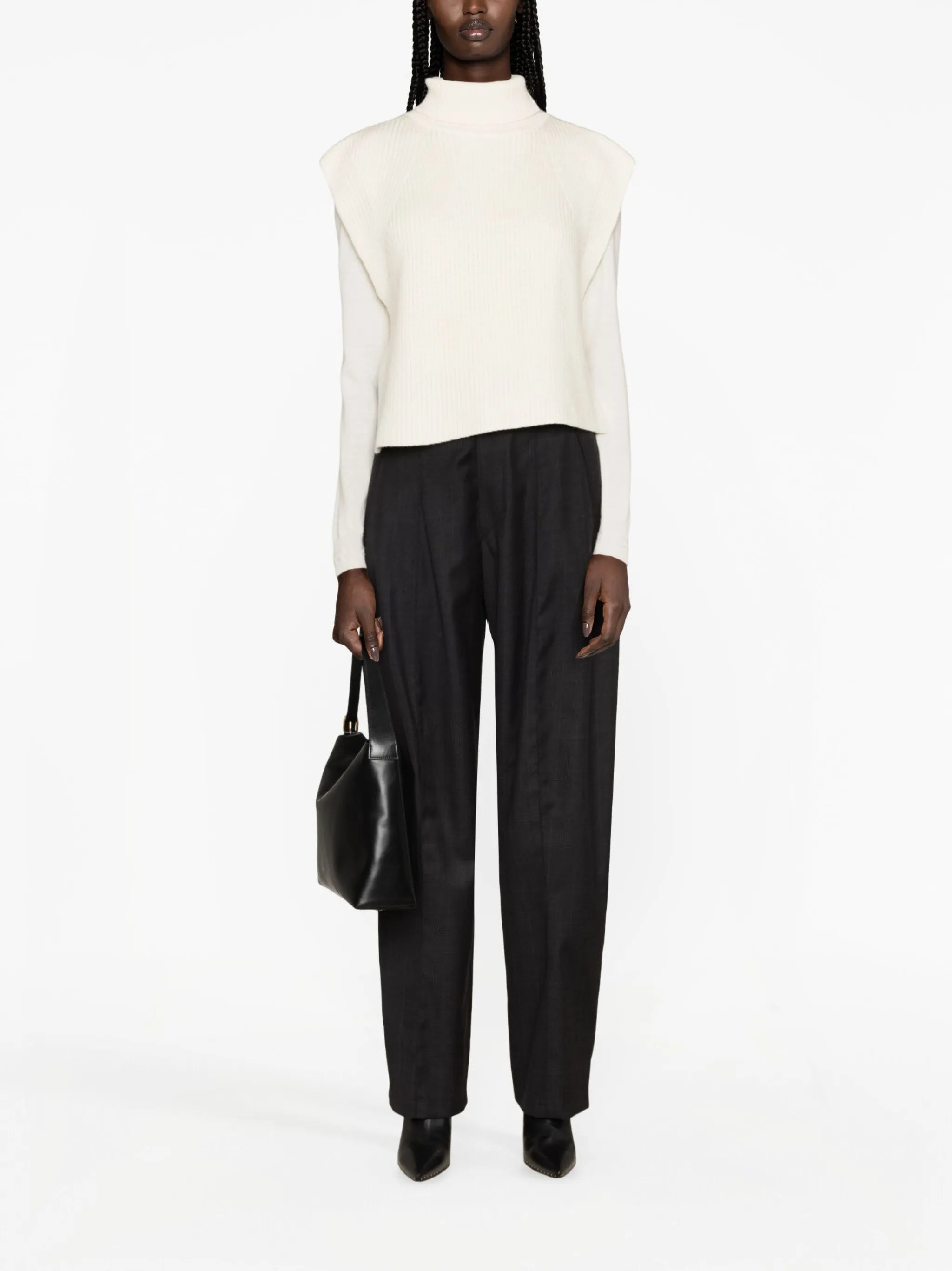 Megan merino-wool roll-neck vest