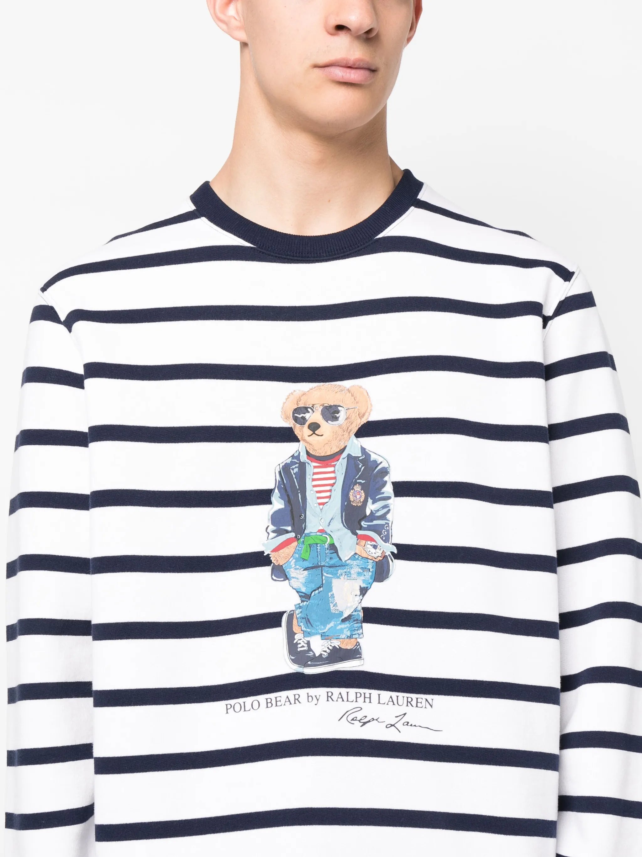 Polo-bear striped sweatshirt