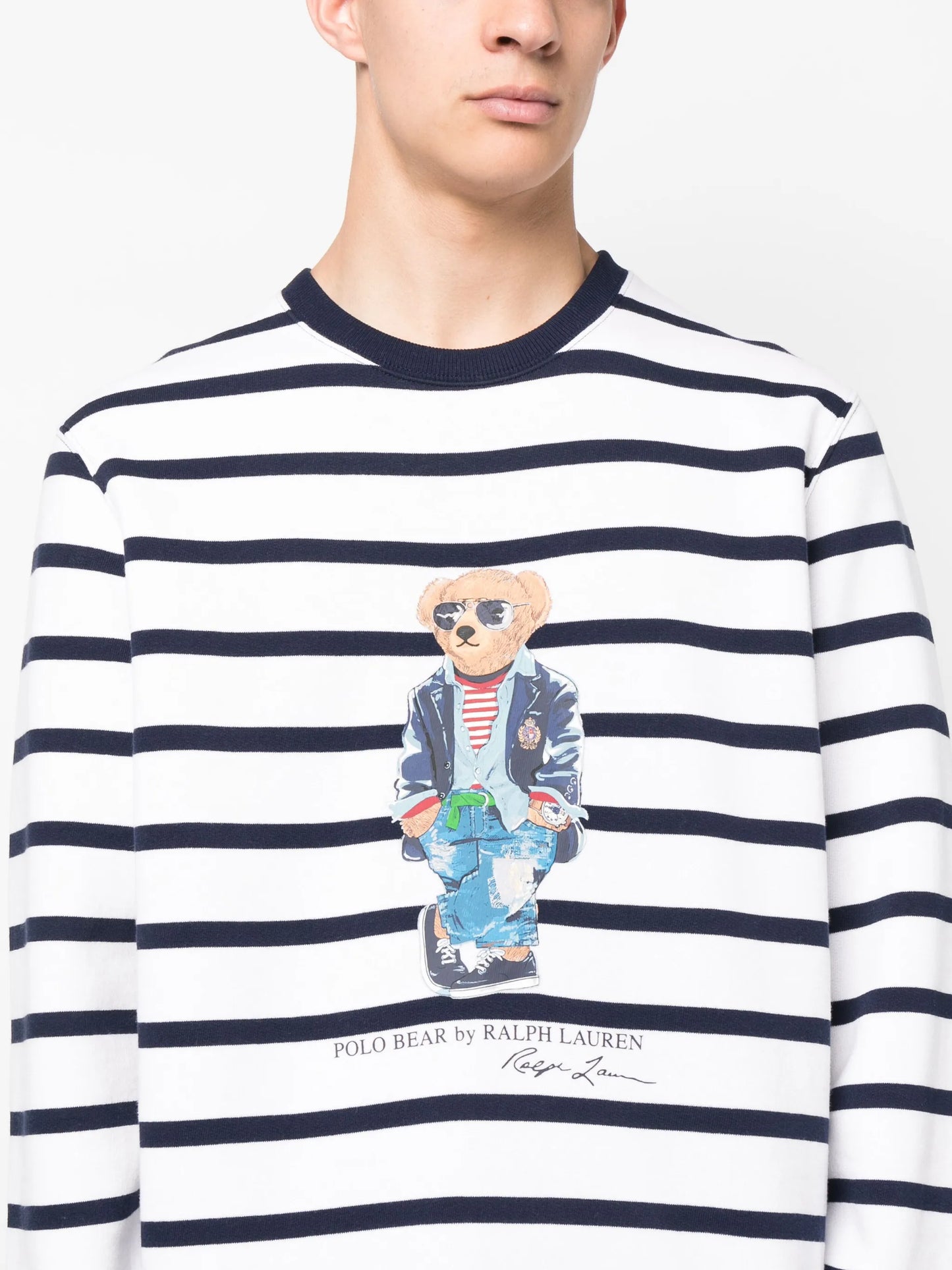 Polo-bear striped sweatshirt