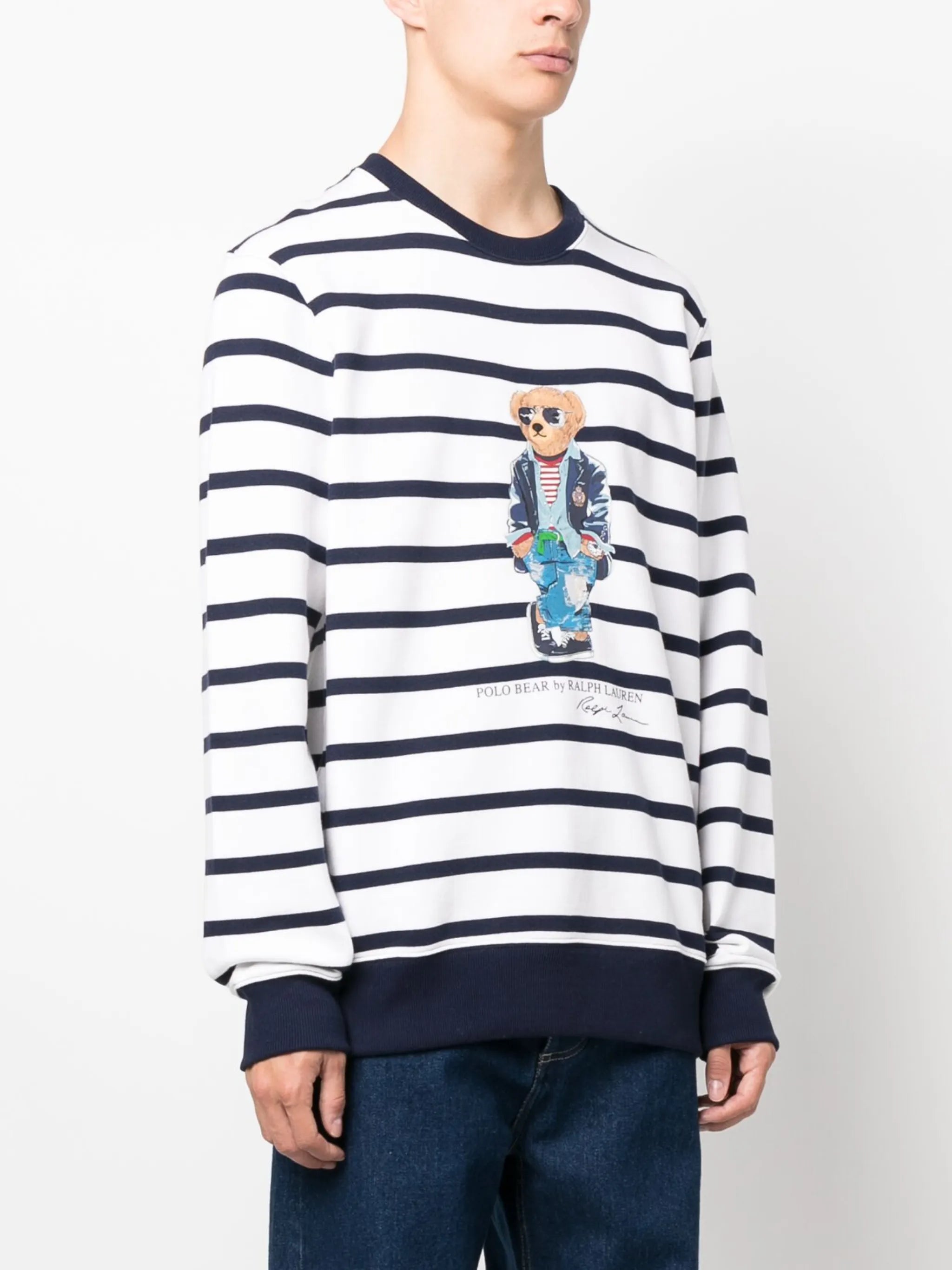 Polo-bear striped sweatshirt