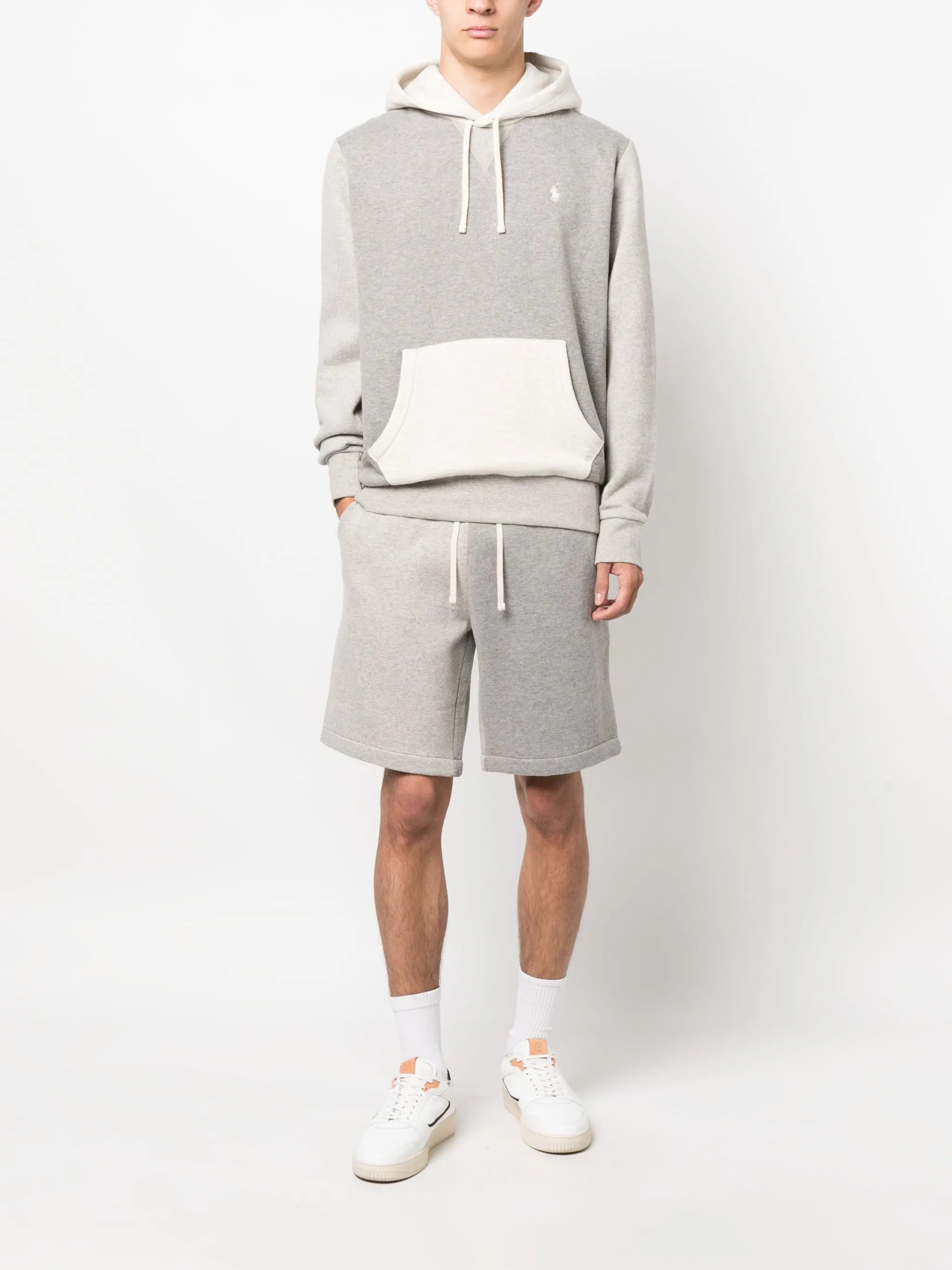 mélange-effect cotton shorts