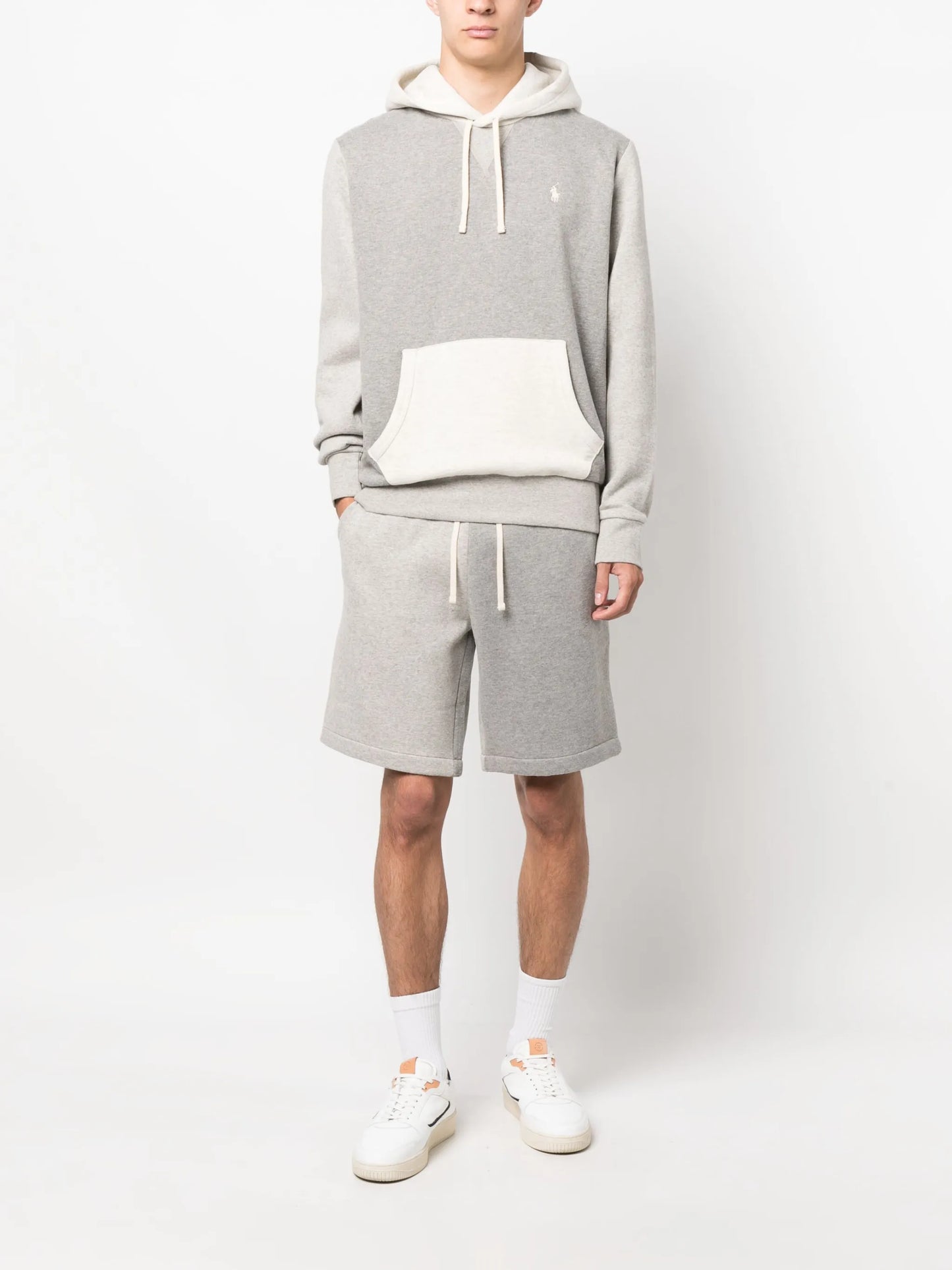 mélange-effect cotton shorts