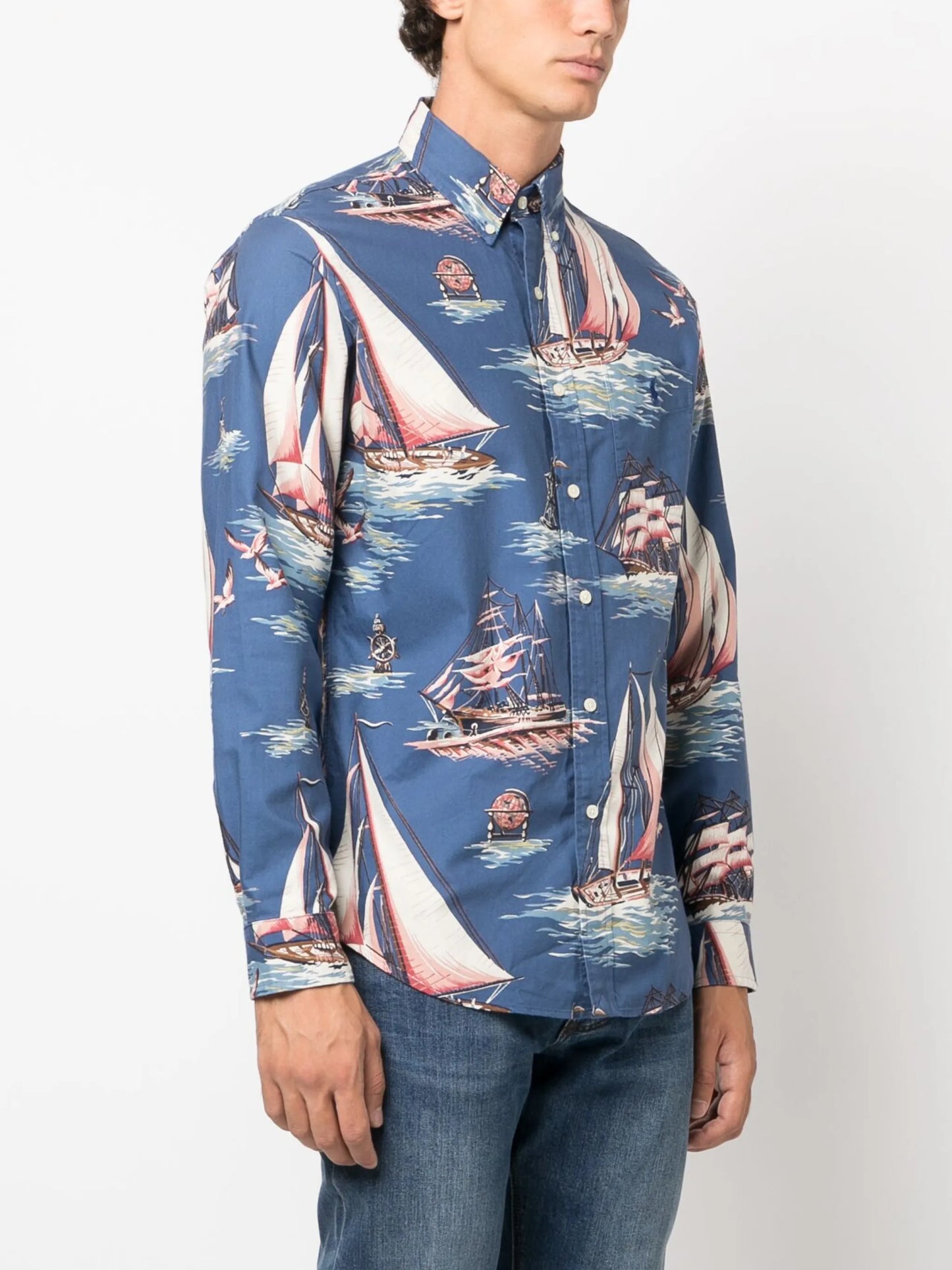 illustration-print cotton shirt