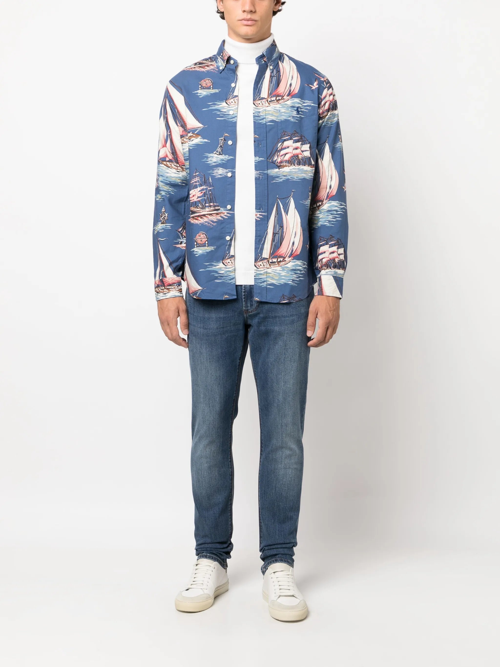 illustration-print cotton shirt
