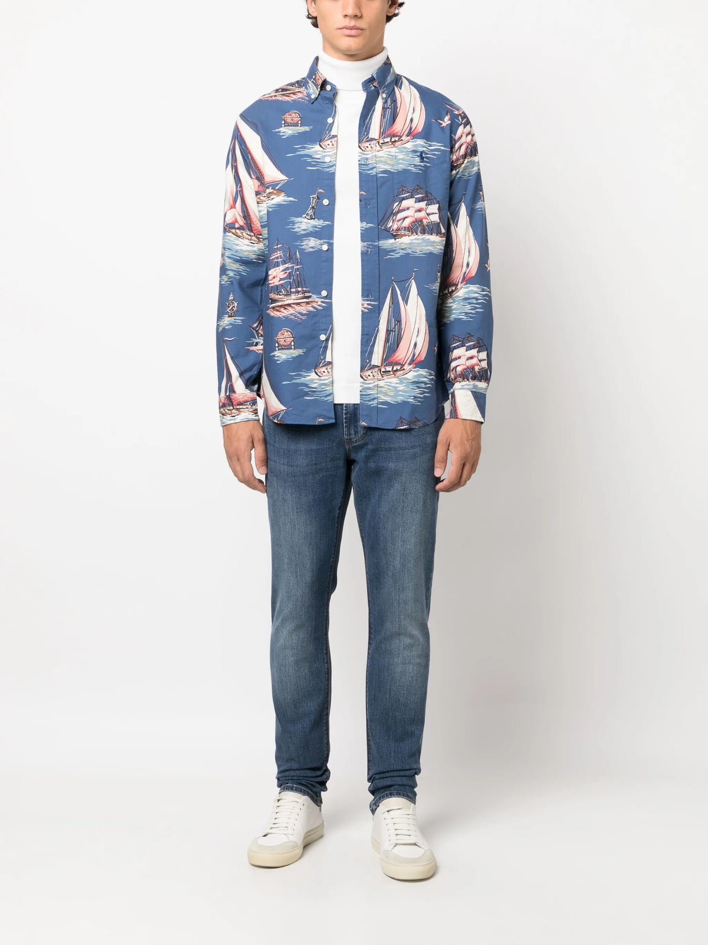 illustration-print cotton shirt