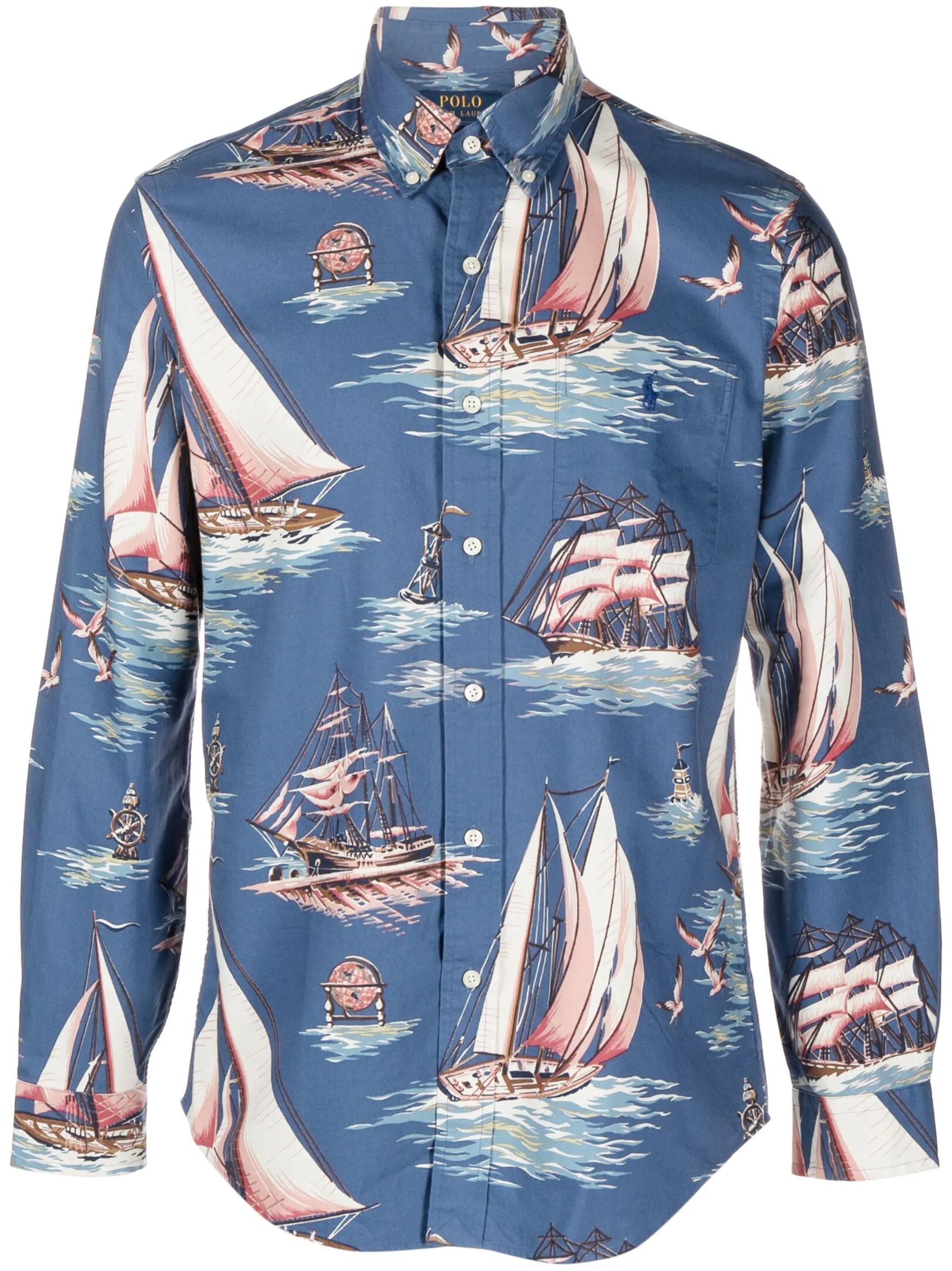 illustration-print cotton shirt