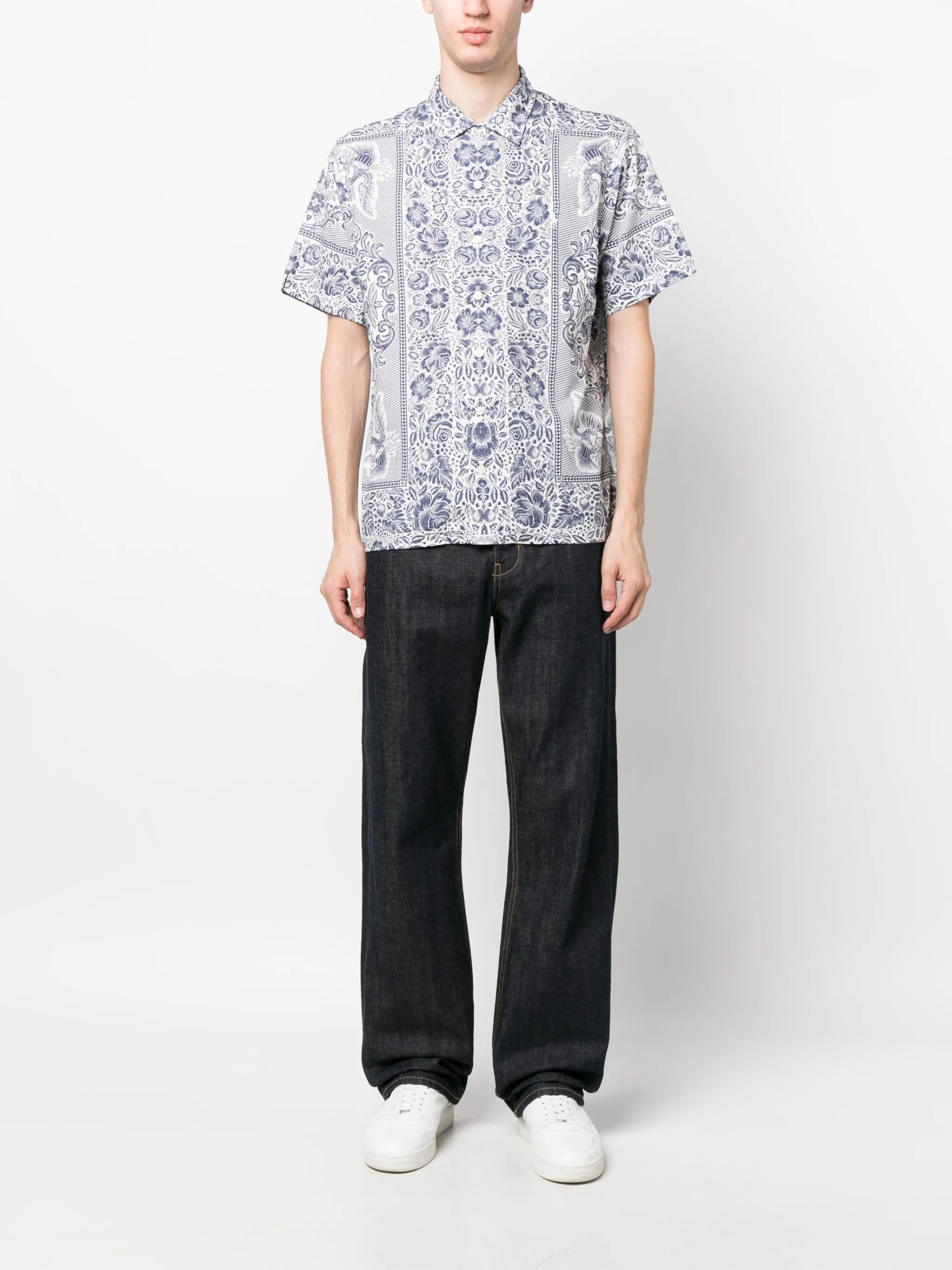 floral-print short-sleeve shirt