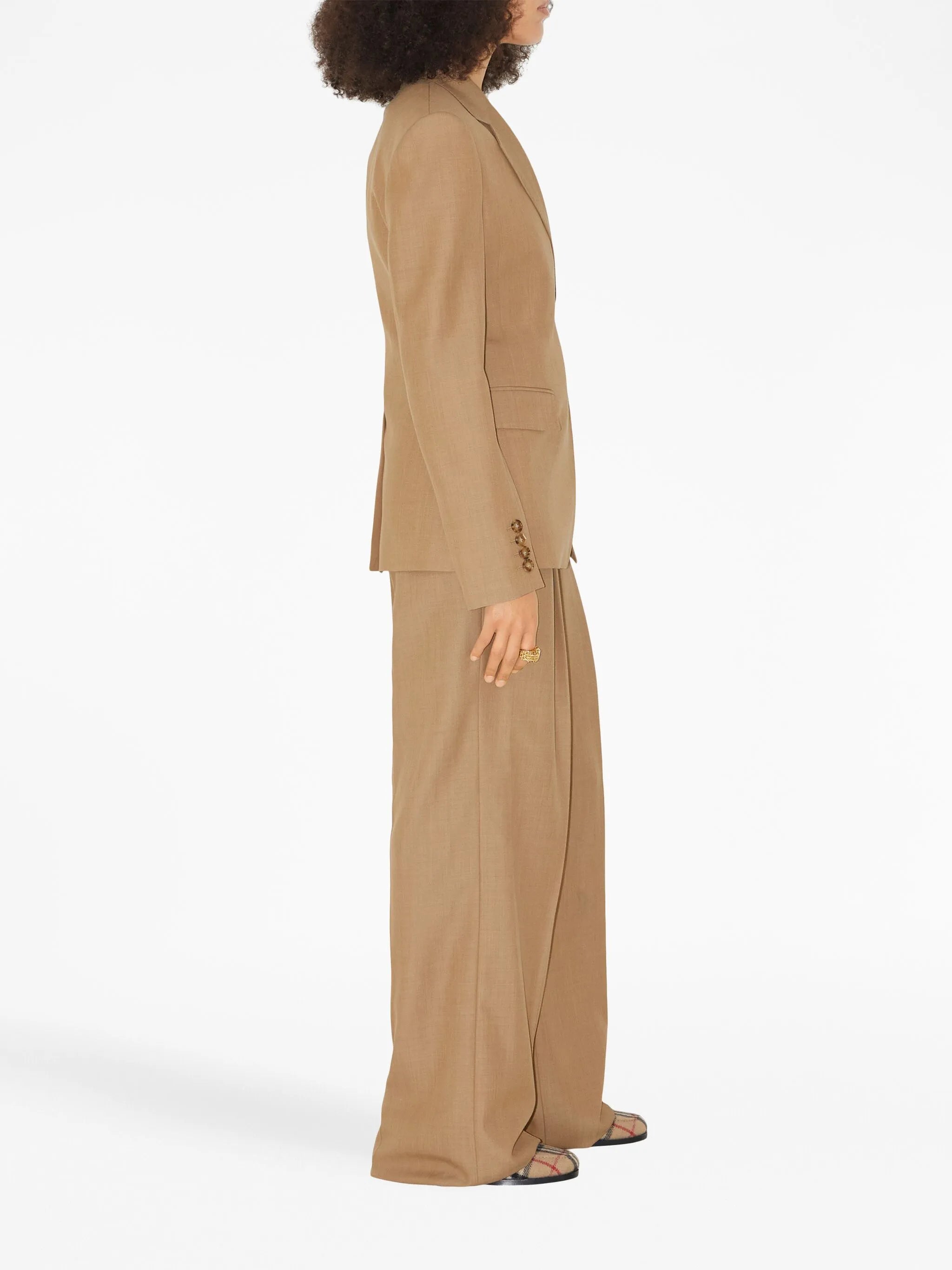 wide-leg pleated wool trousers
