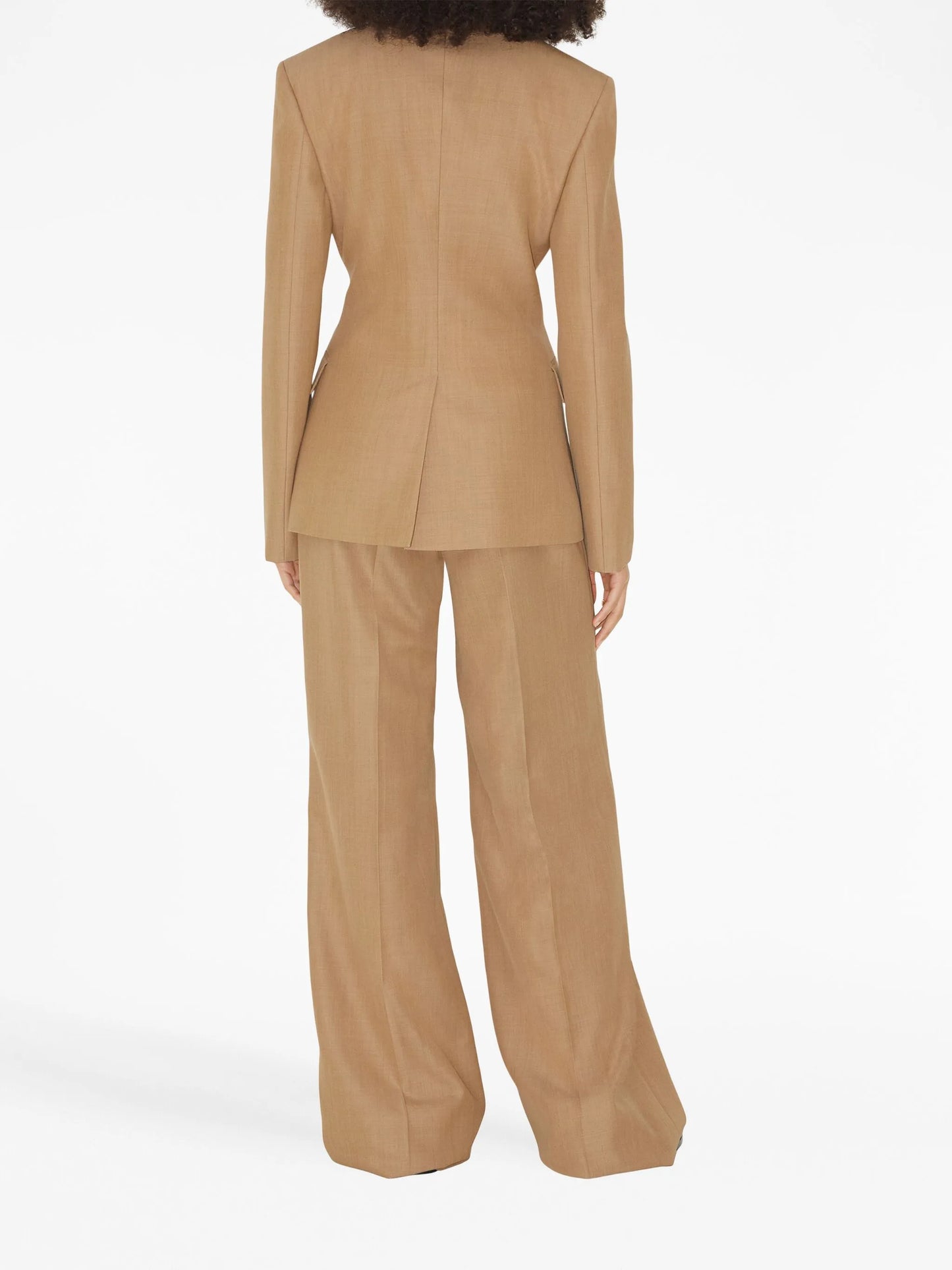 wide-leg pleated wool trousers