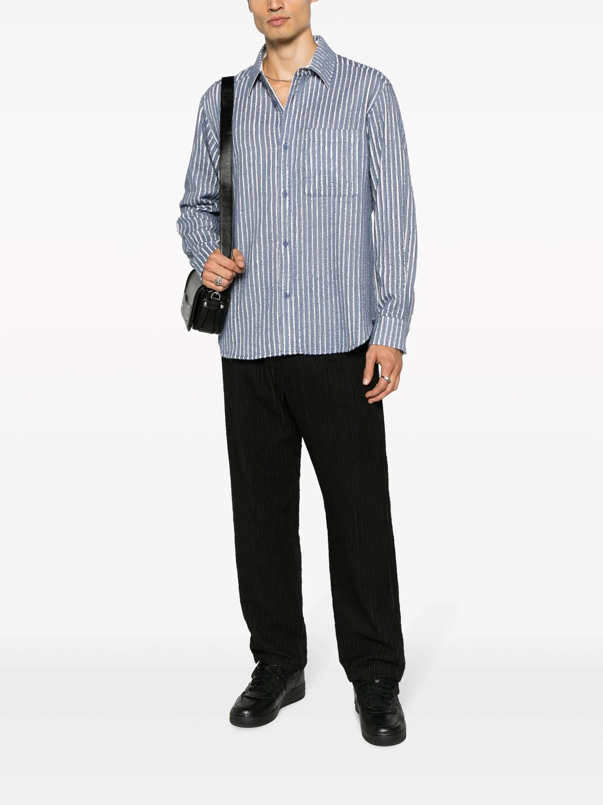 ripped striped cotton shirt