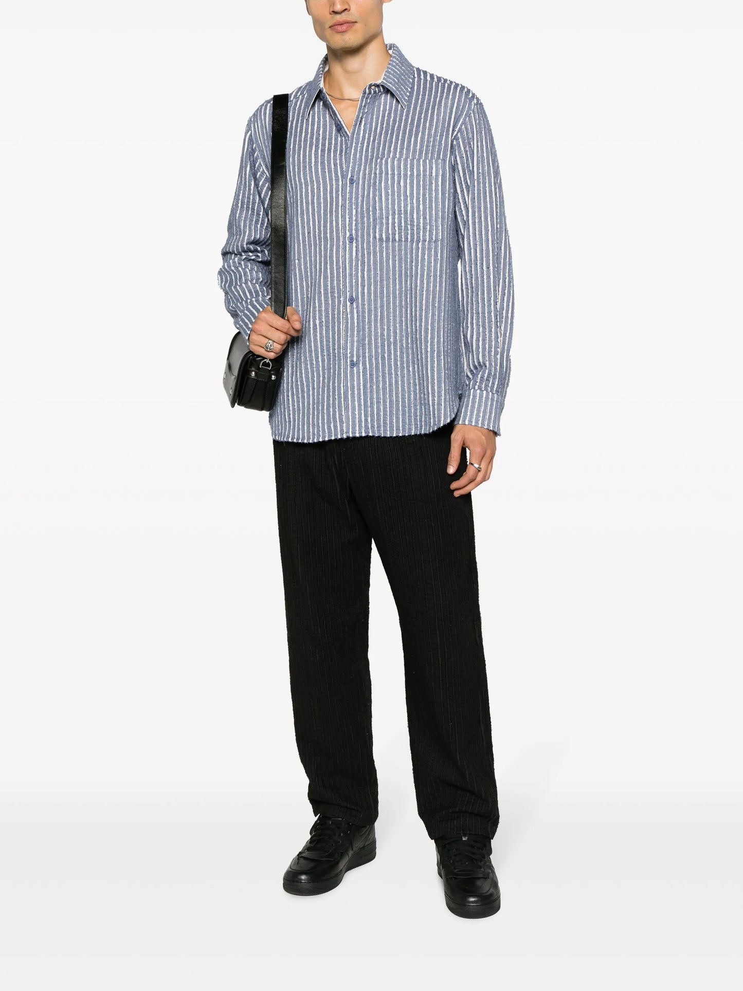 ripped striped cotton shirt
