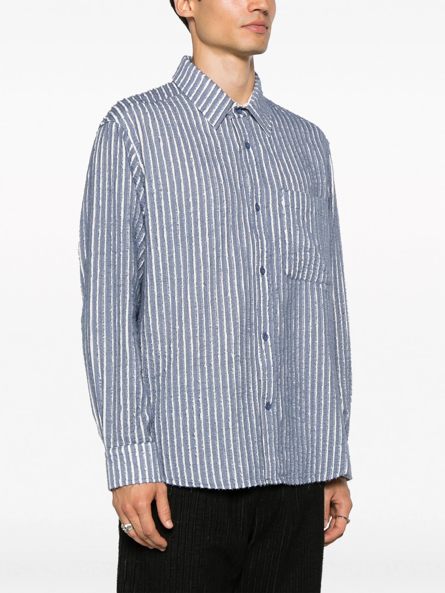 ripped striped cotton shirt