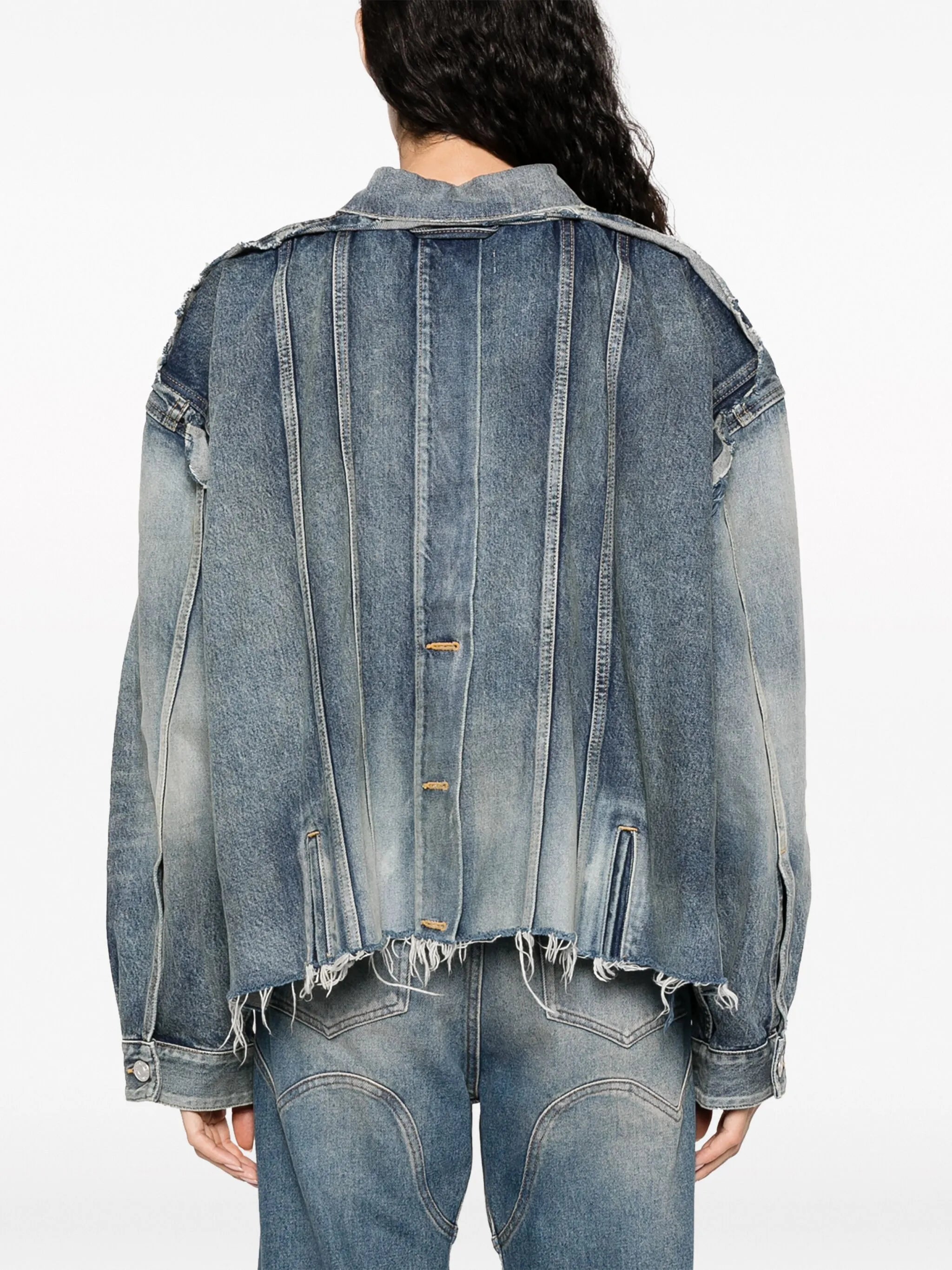 deconstructed panelled denim jacket