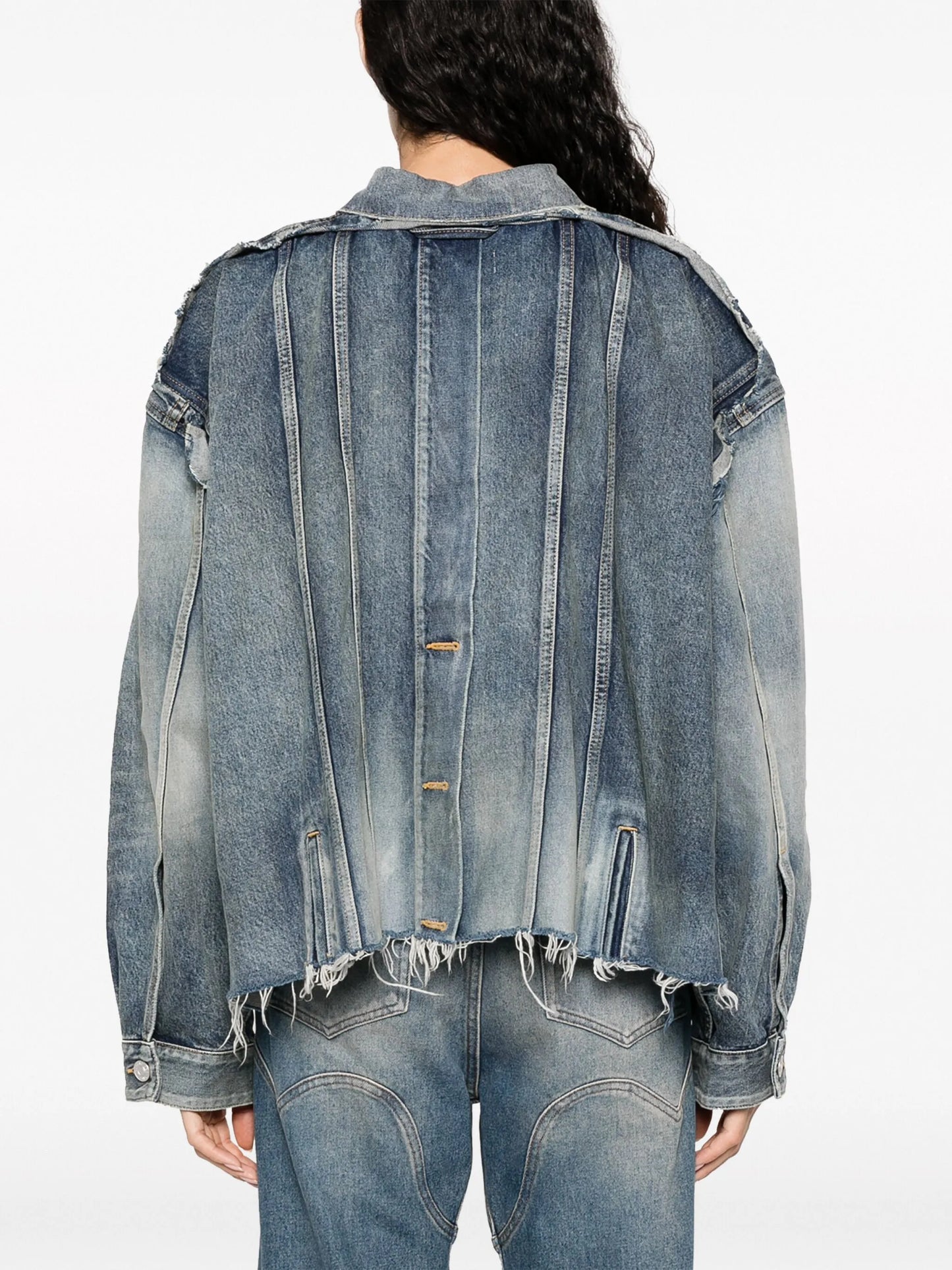 deconstructed panelled denim jacket
