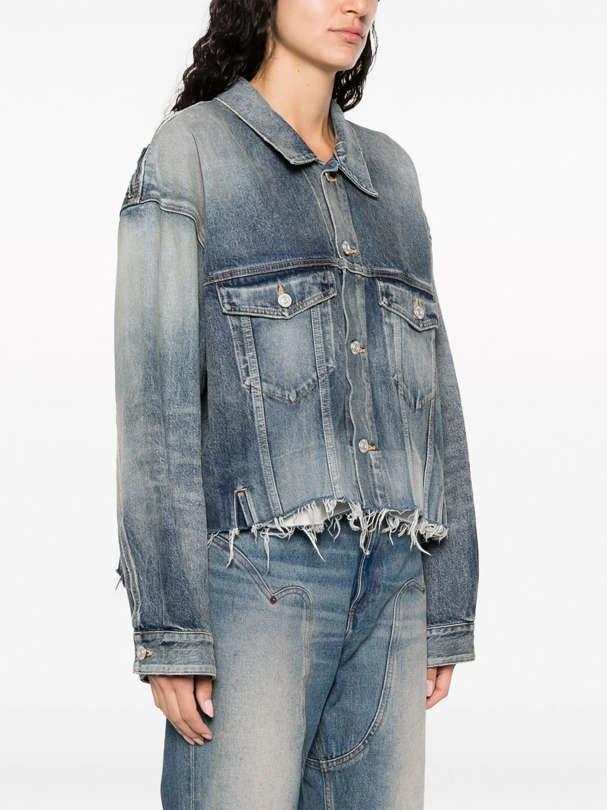 deconstructed panelled denim jacket