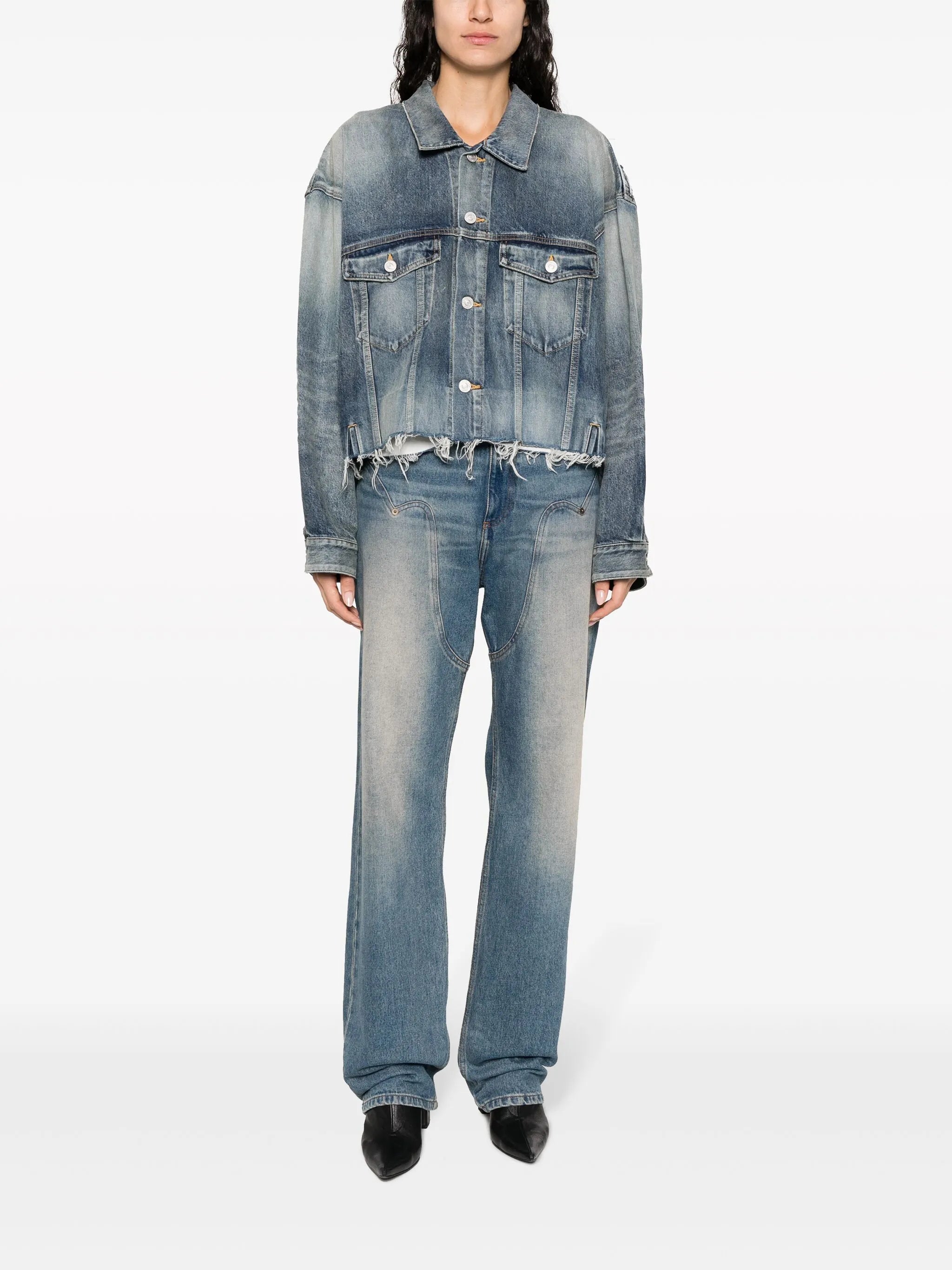 deconstructed panelled denim jacket