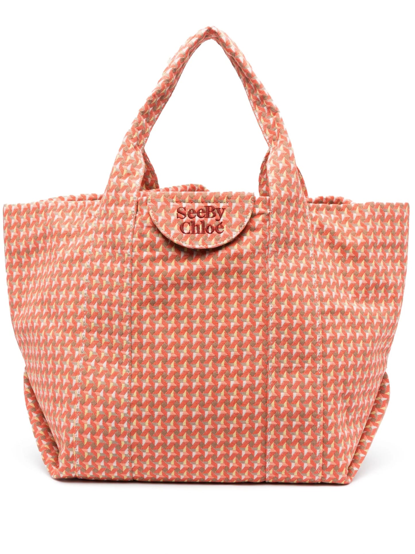 logo-embroidered graphic-print tote bag