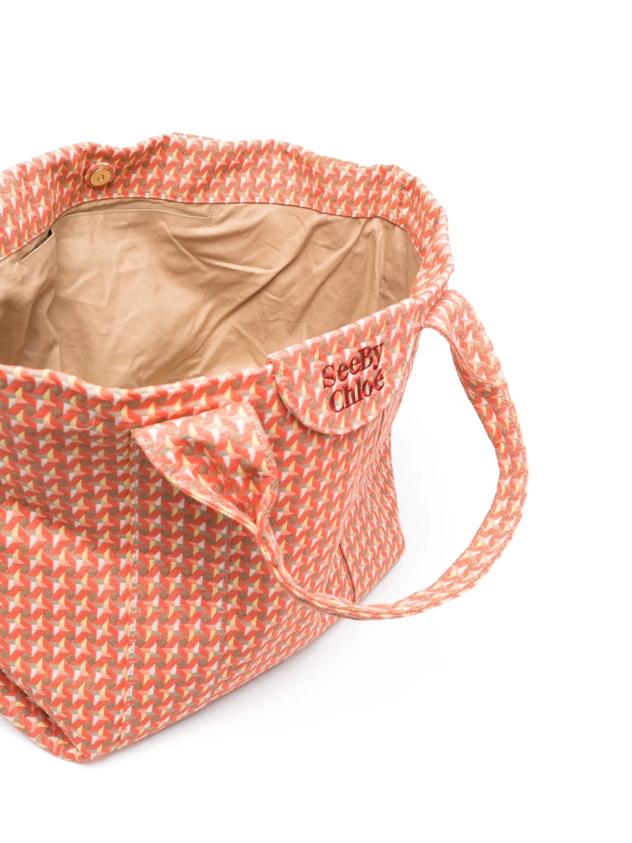 logo-embroidered graphic-print tote bag