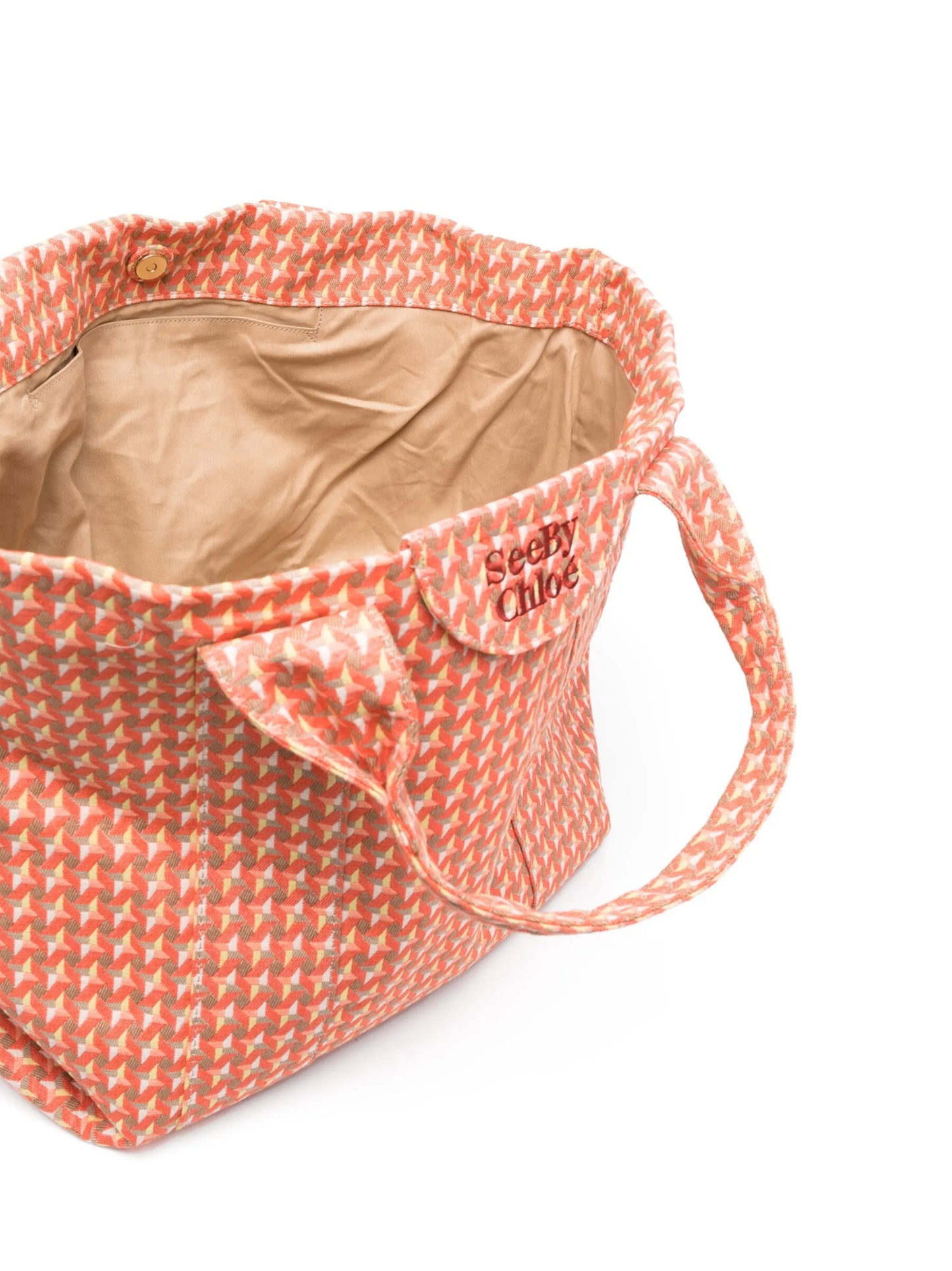 logo-embroidered graphic-print tote bag