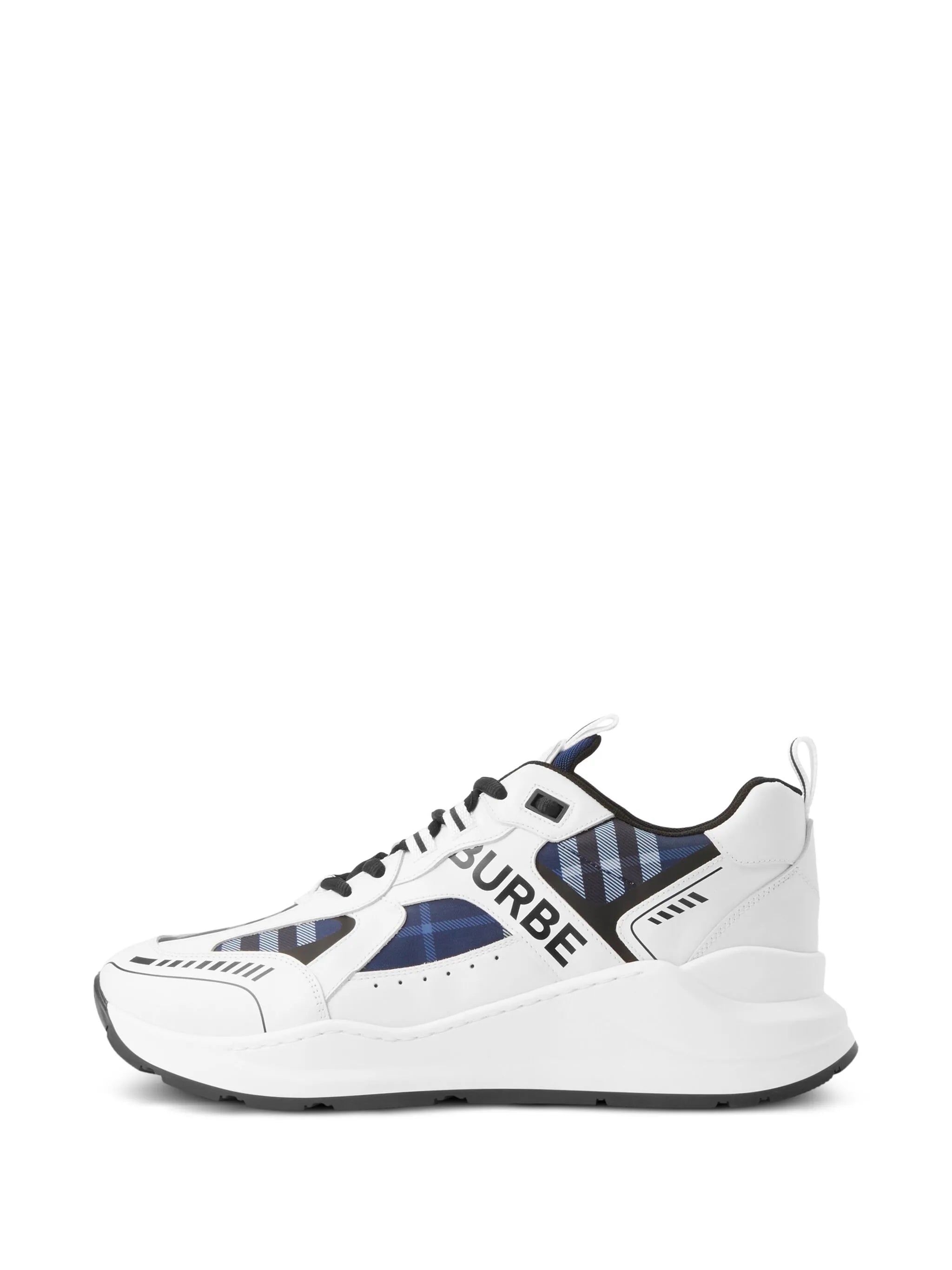 check-pattern leather sneakers