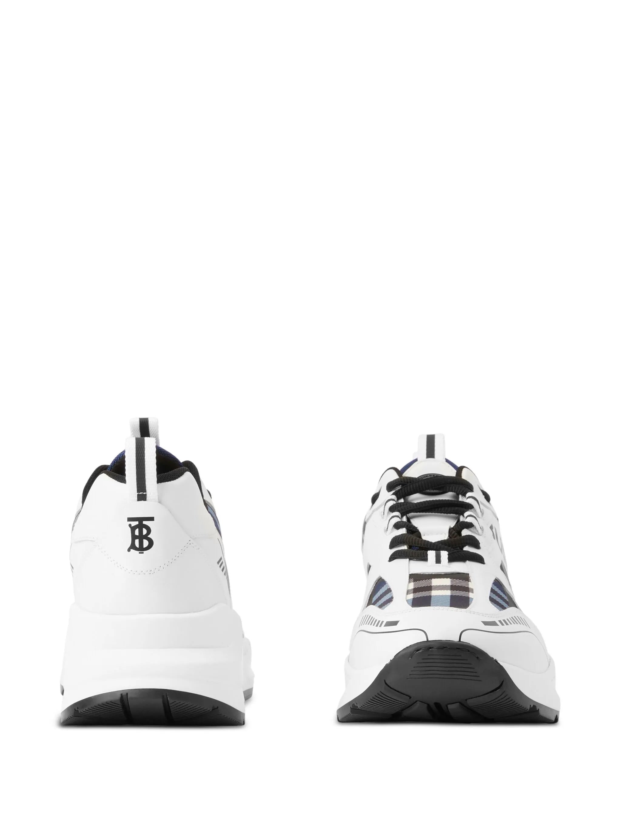 check-pattern leather sneakers