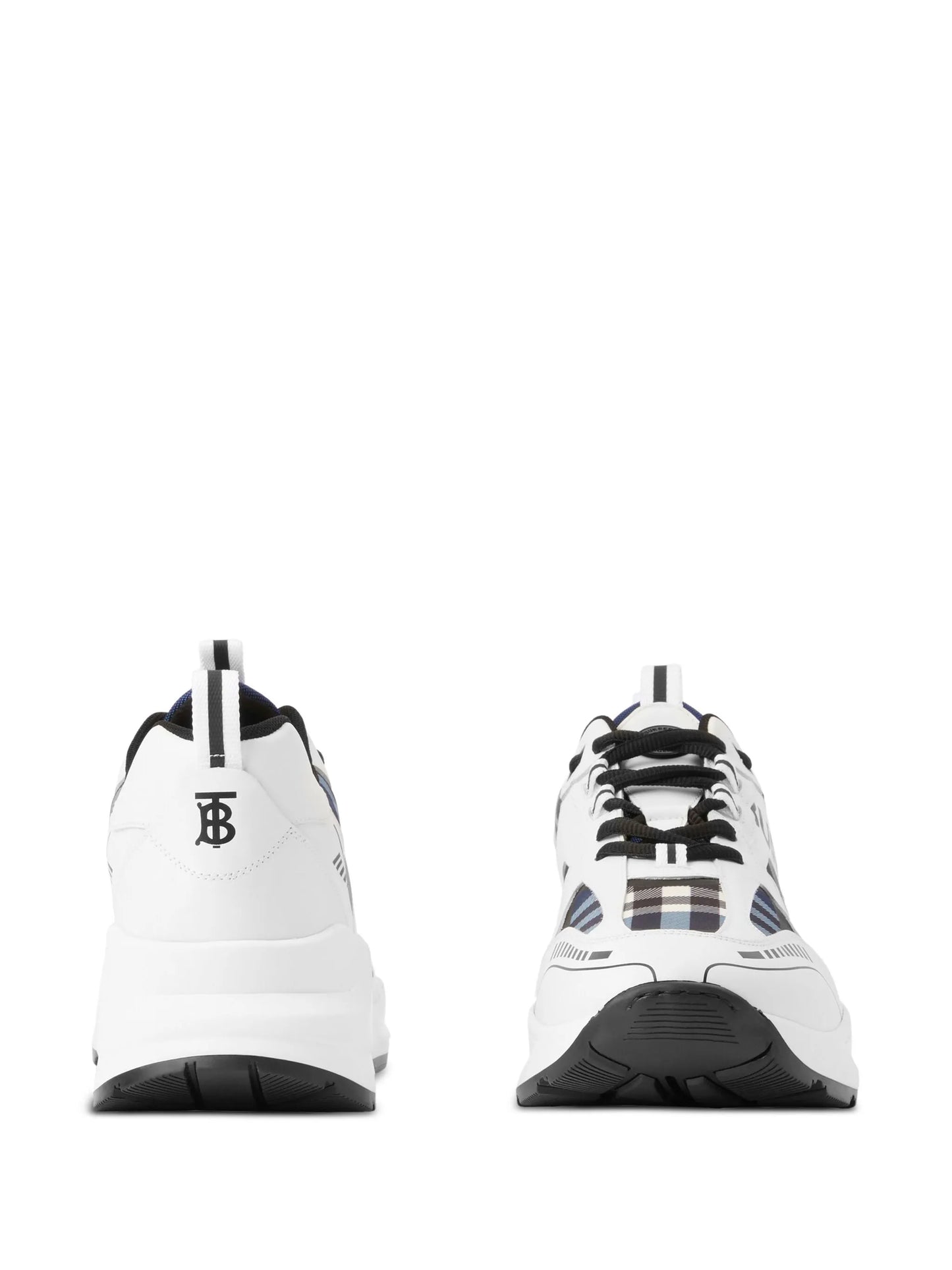 check-pattern leather sneakers