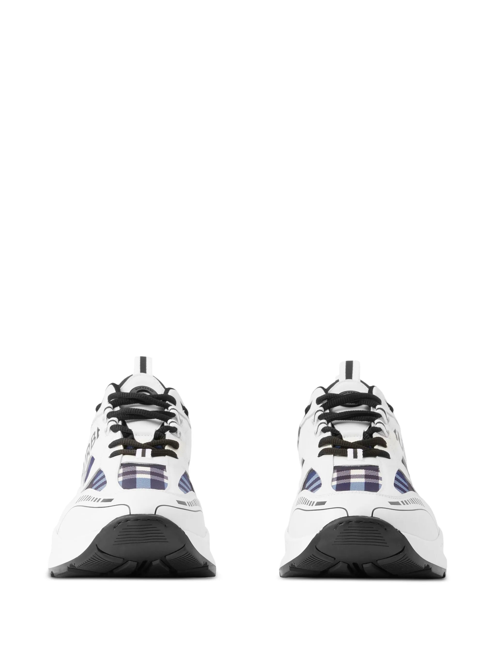 check-pattern leather sneakers