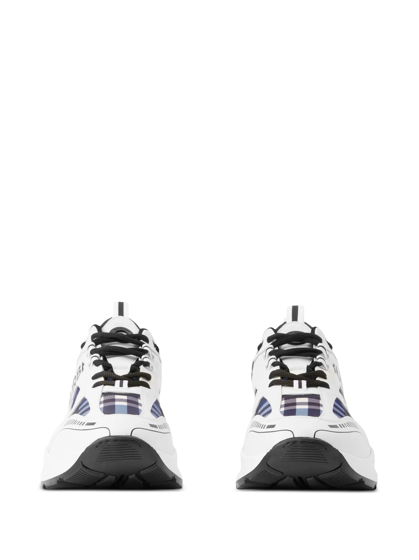 check-pattern leather sneakers