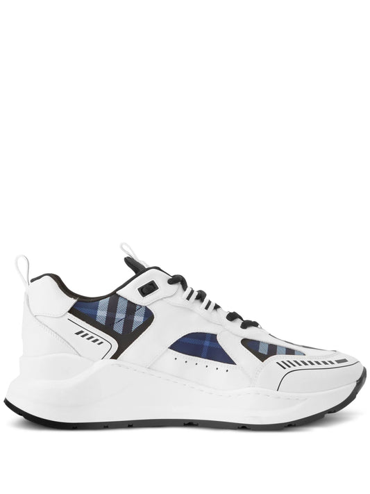 check-pattern leather sneakers