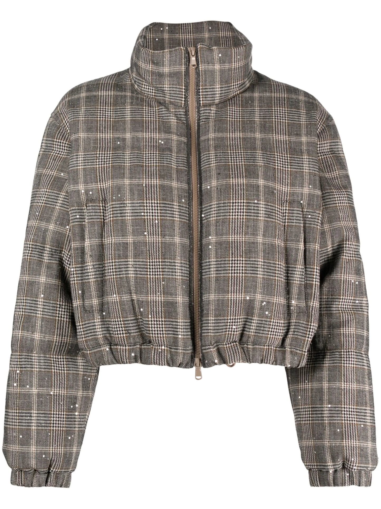 checked padded hooded jacket