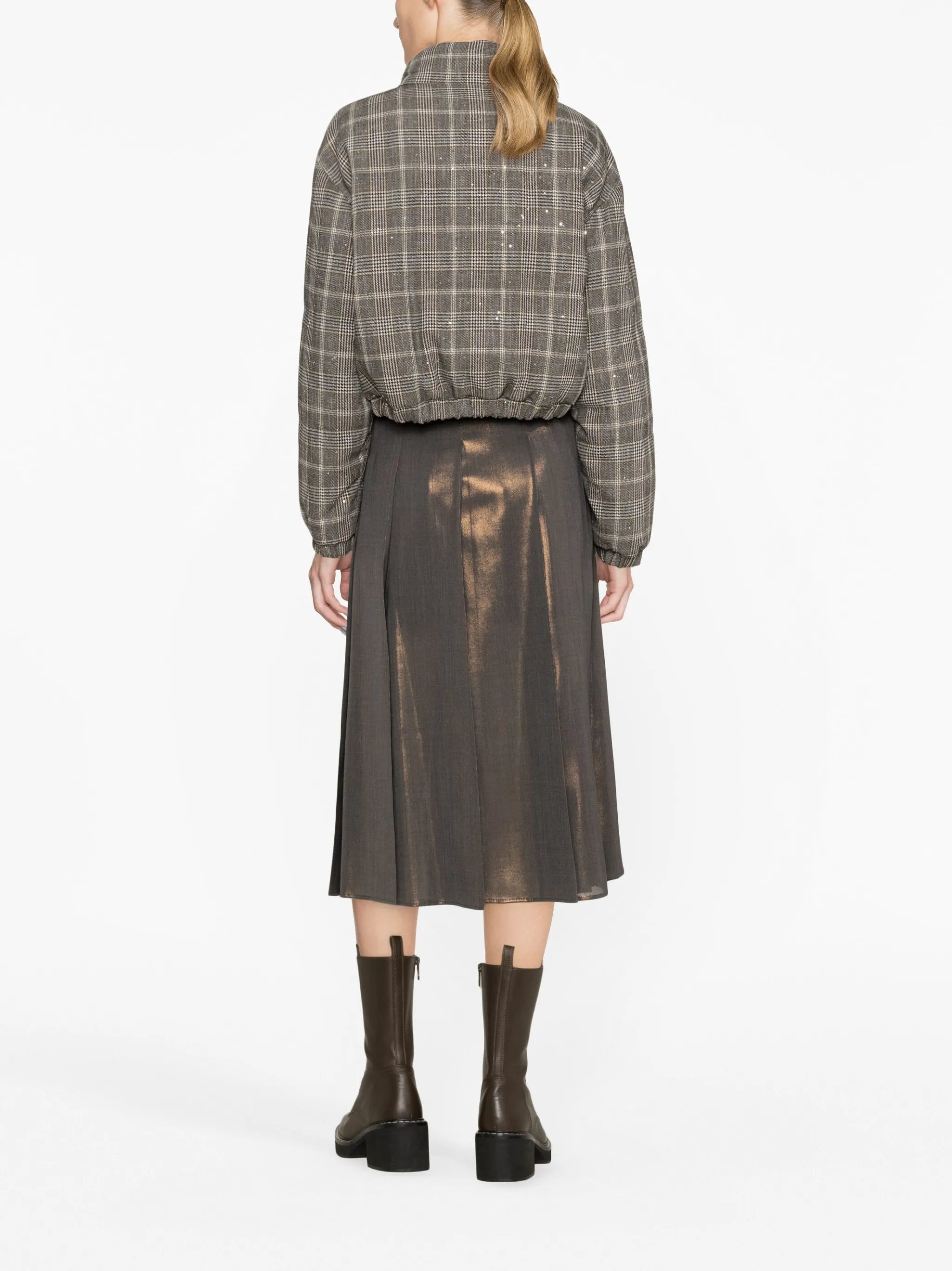 checked padded hooded jacket