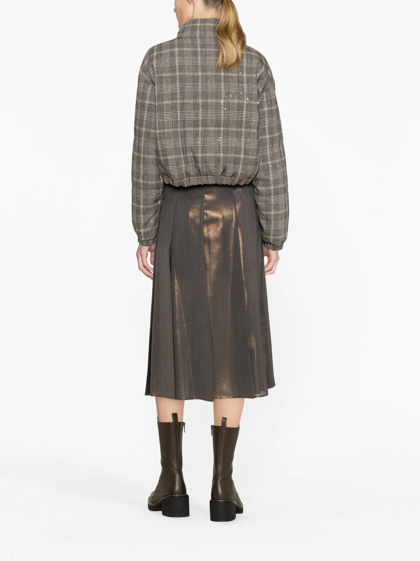 checked padded hooded jacket